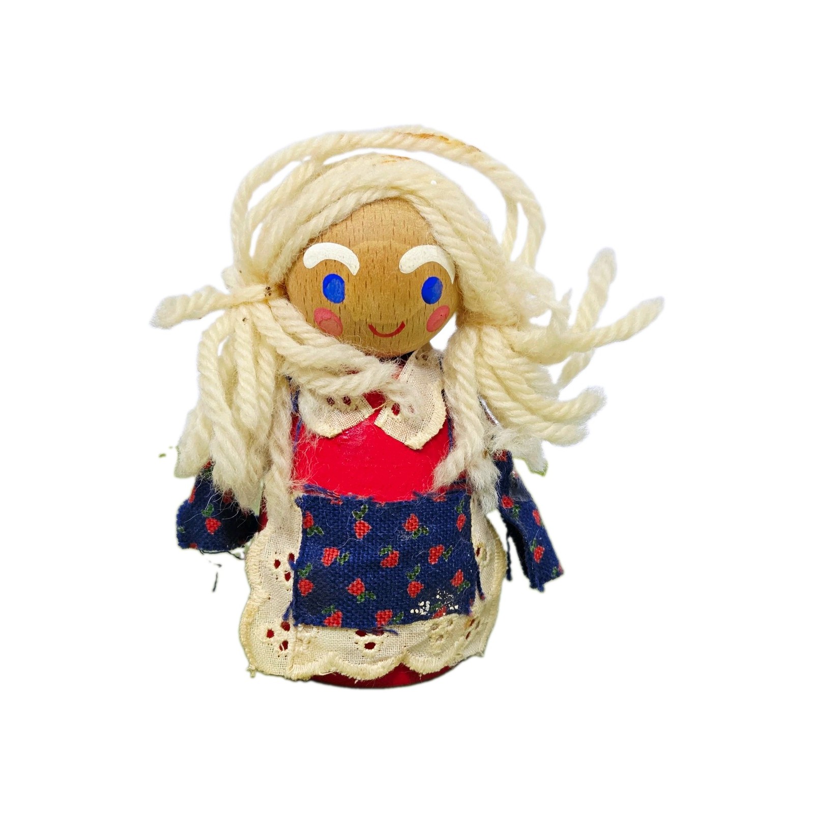 Vintage Danish Folk Art Wood Doll Holline Denmark Scandinavian MCM  cottagecore 