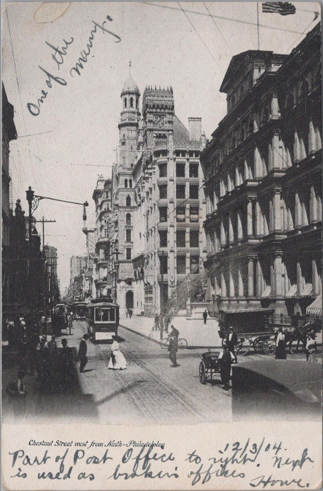 Postcard Chestnut Street from Ninth Philadelphia PA 1904