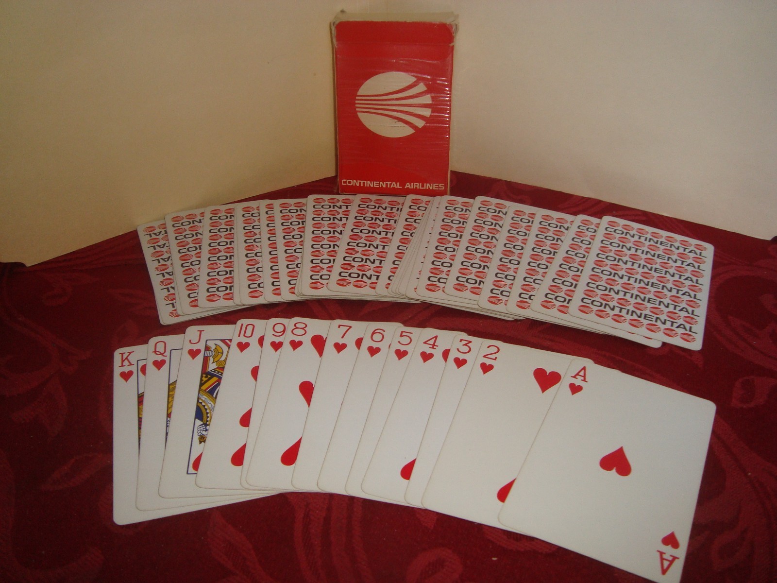 Collectible Vintage Continental Airlines Standard Size Deck of Playing Cards