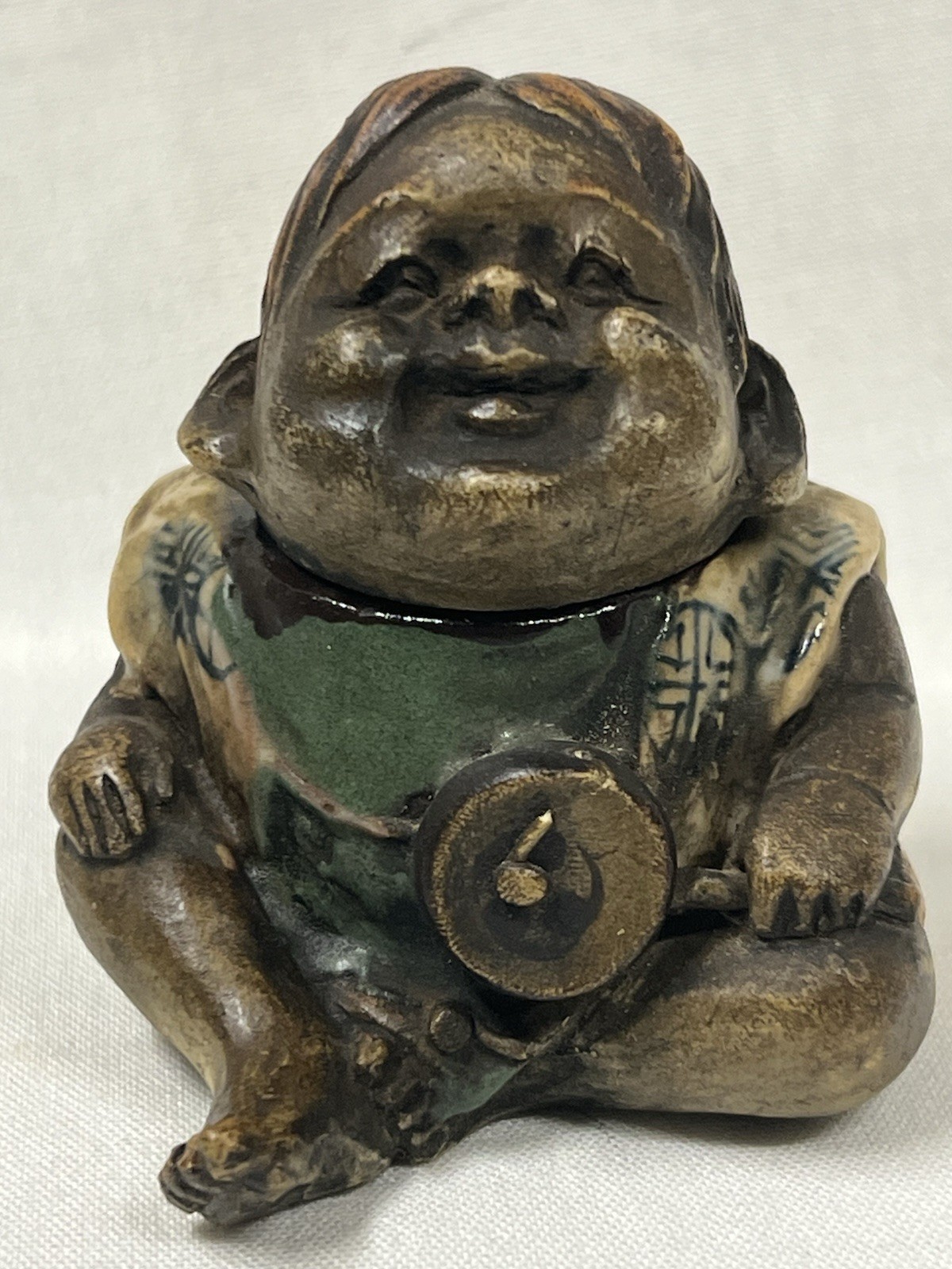 Sumida Gawa boy Figural Inkwell/rare antique ethnographic pottery Sumida Gawa boy Figural Inkwell/rare antique ethnographic pottery