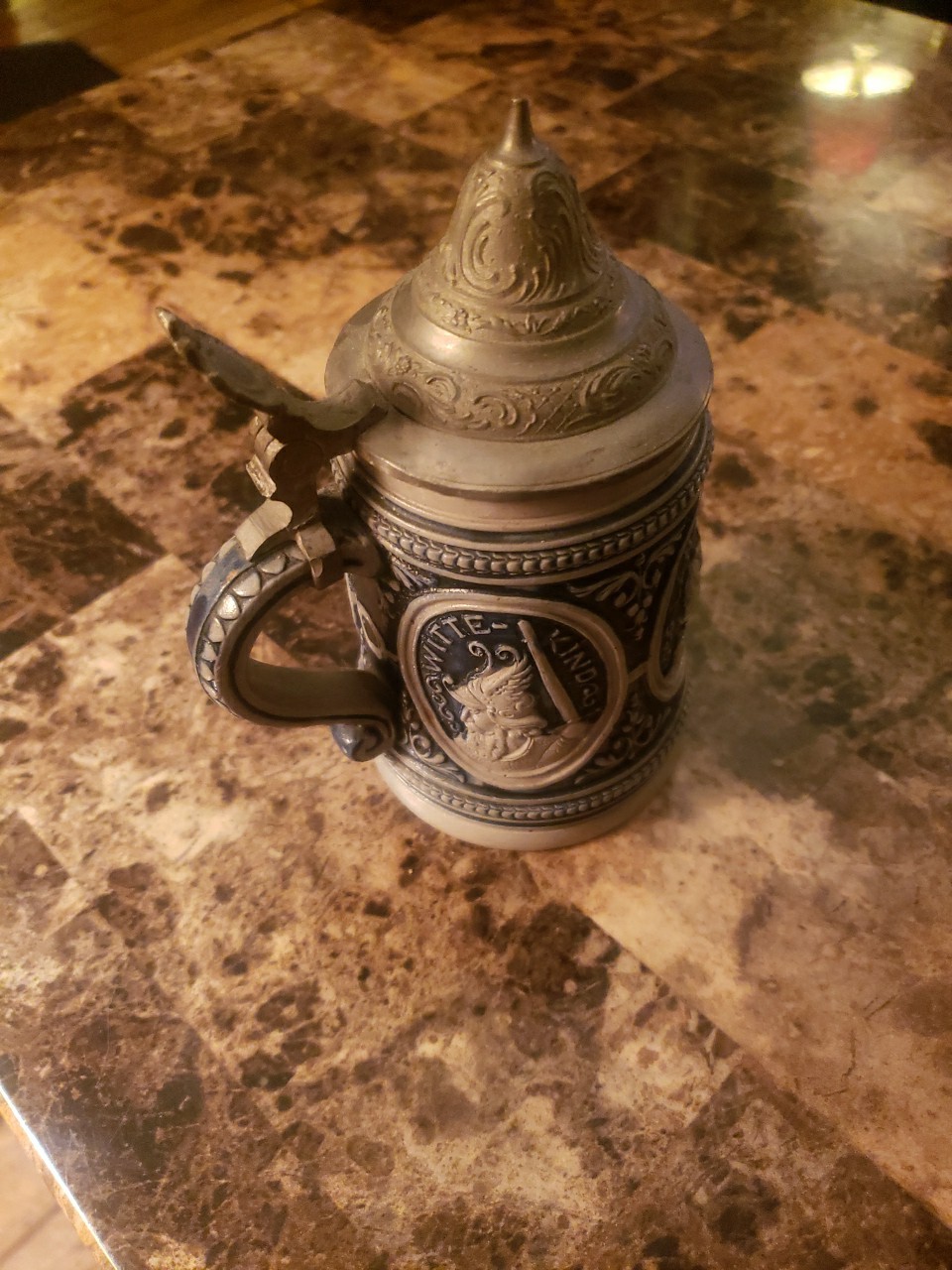 German Mug 6 Inches Tall With Lid.
