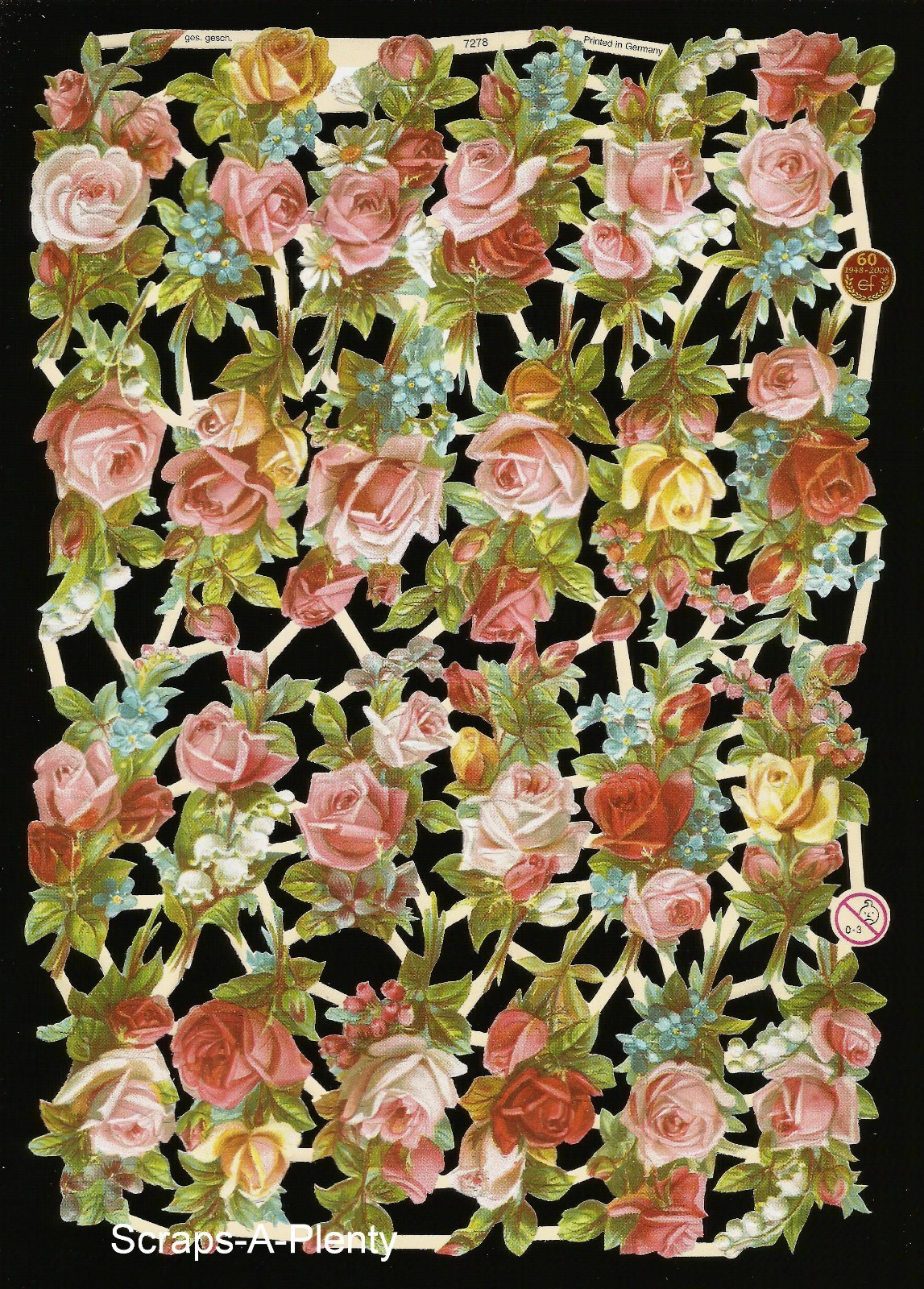 German Embossed Vintage Style Scrap Die Cut- Bold Beautiful Roses Flowers EF7278 German Embossed Vintage Style Scrap Die Cut- Bold Beautiful Roses Flowers EF7278