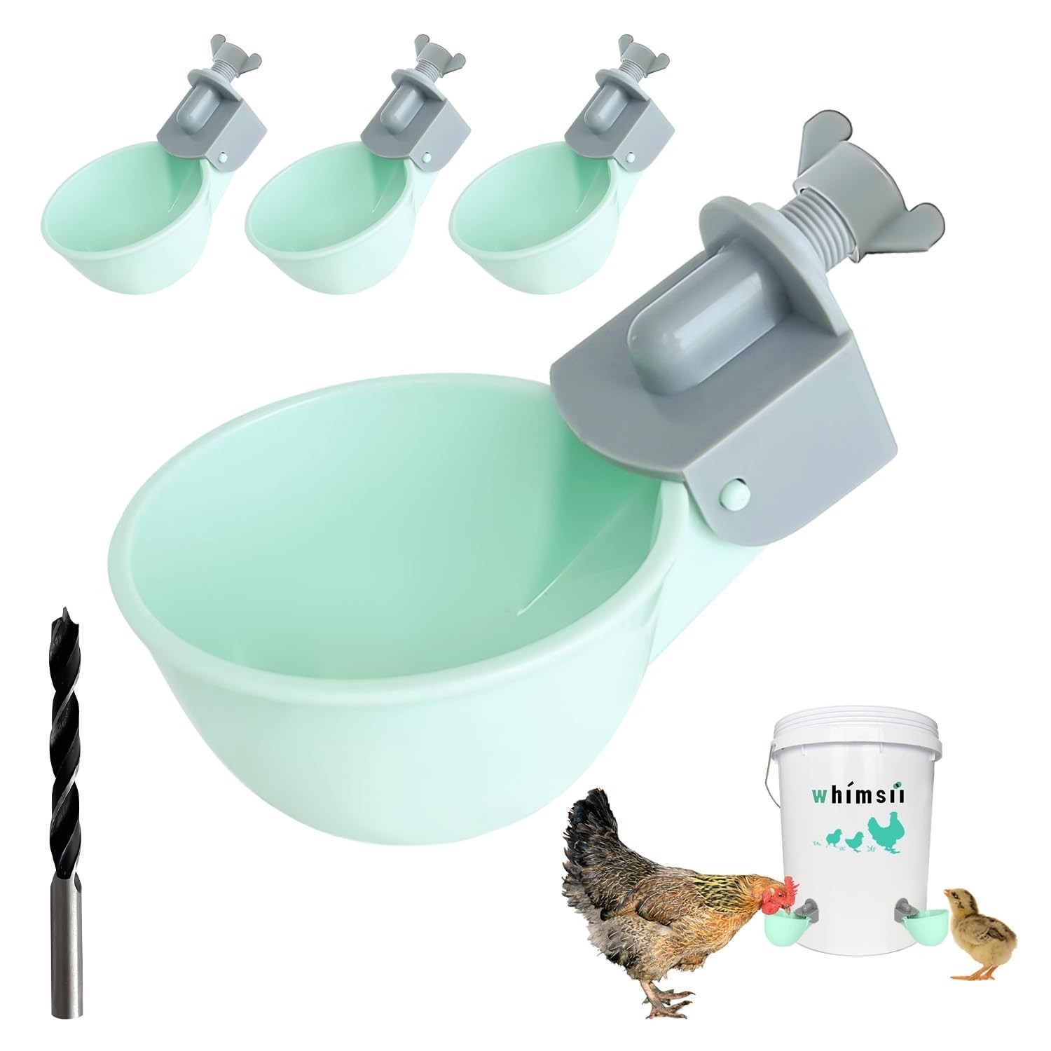 Automatic Chicken Waterer Cups with Drill Bit, 4 Pack Anti-Leak Poultry Drink... Automatic Chicken Waterer Cups with Drill Bit, 4 Pack Anti-Leak Poultry Drink...