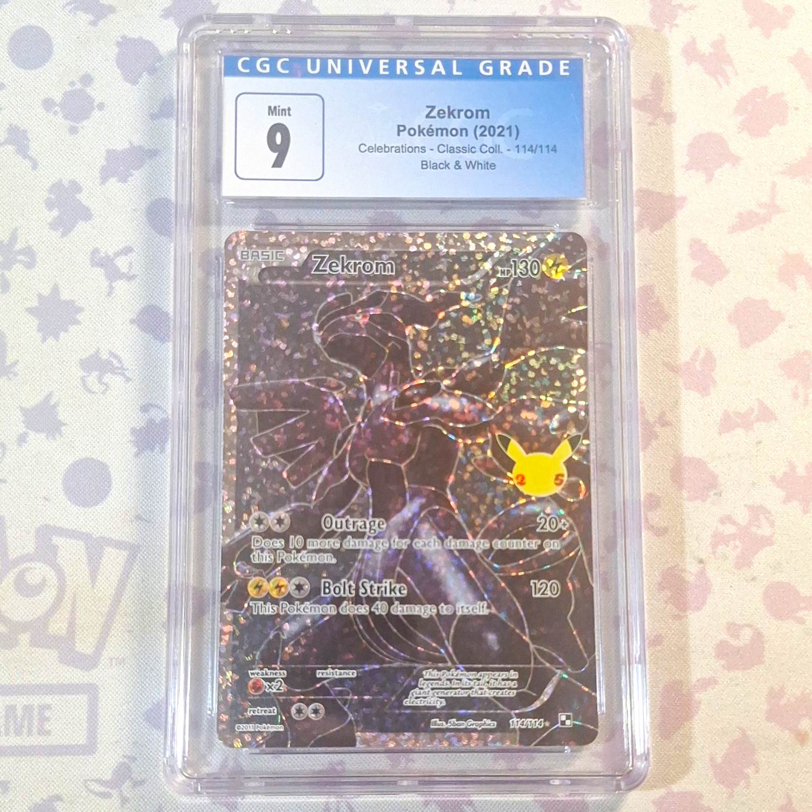 CGC 9 Mint Zekrom 114/114 2021 Celebrations Classic Black & White Holo
