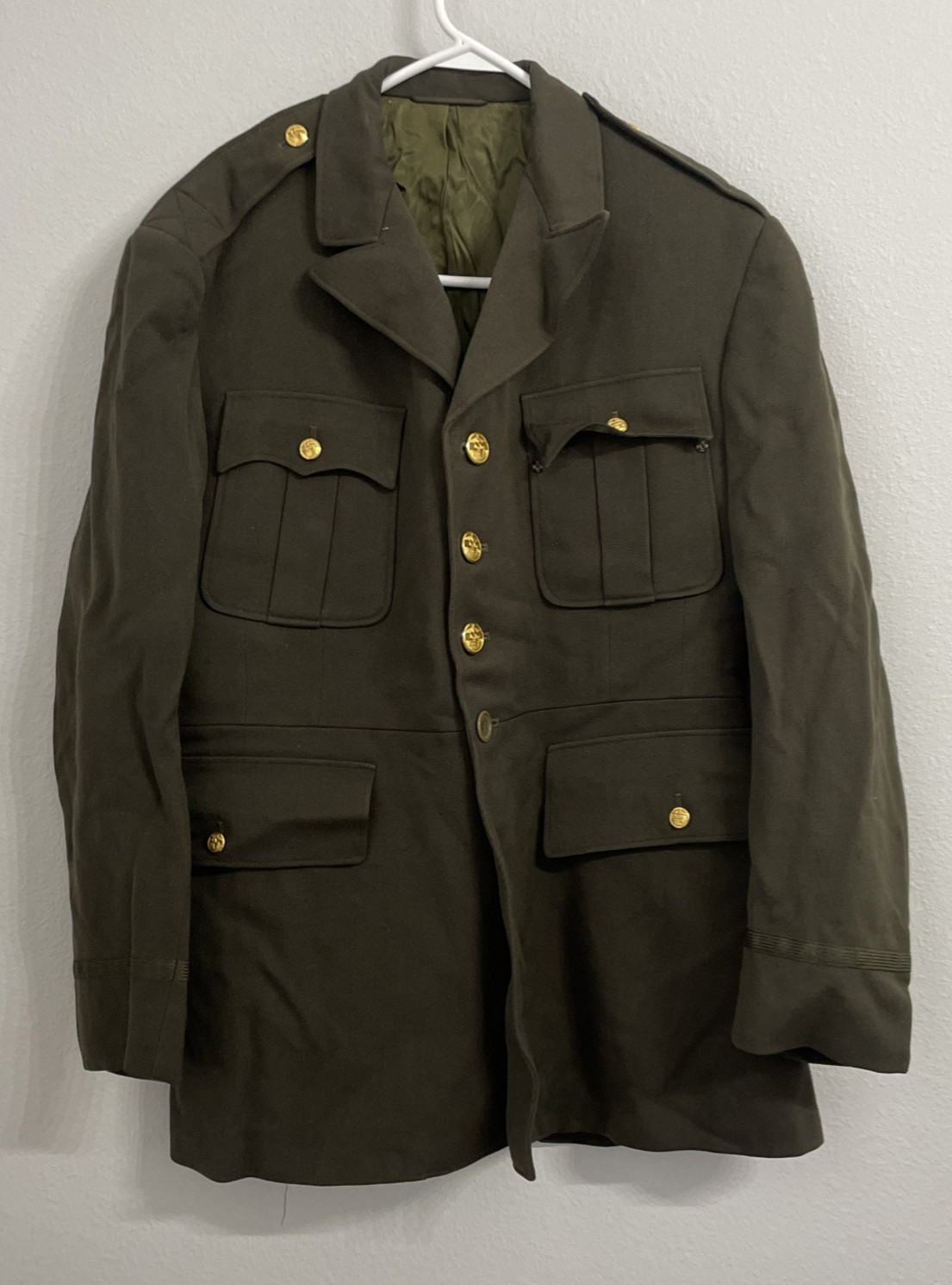 Vintage US Army Officers Coat Amalgamated Clothing 1950s 1960s Olive Drab