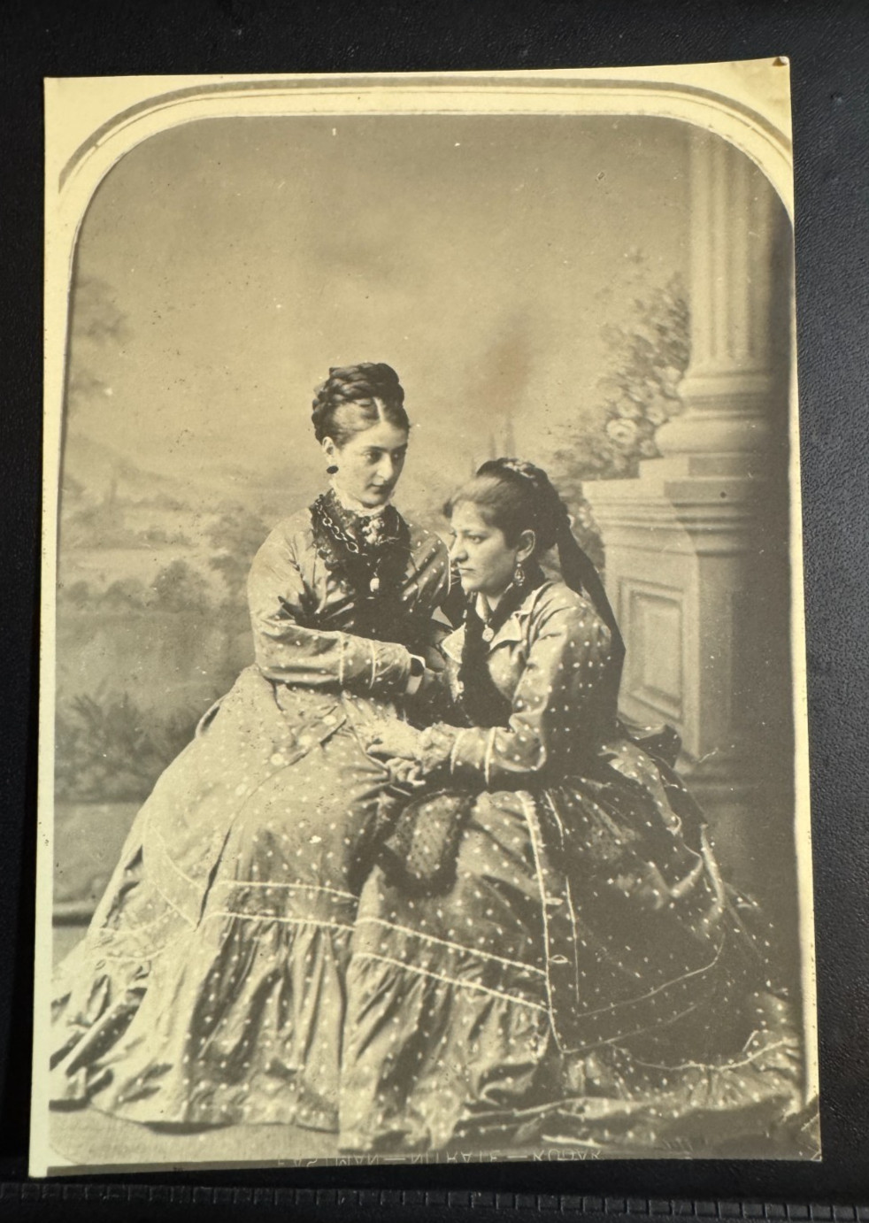 Antique Sepia-Toned Studio Portrait of Two Victorian-Era Women Photo 5x3.5