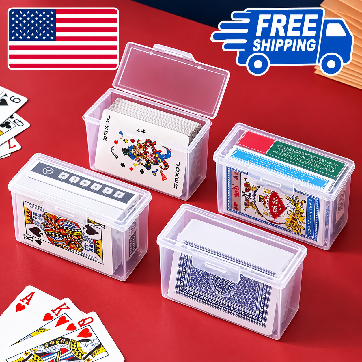 3PCS Clear Plastic Playing Card Storage Boxes: Deck Holders for Poker & Games