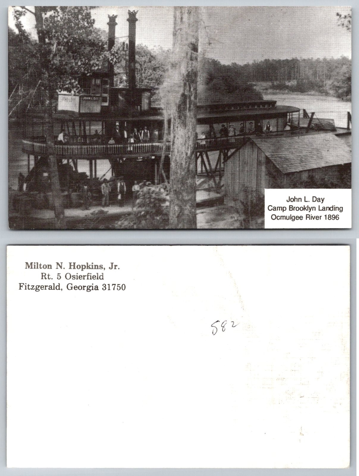 Camp Brooklyn Landing Ocmulgee River Georgia Steamboat Postcard