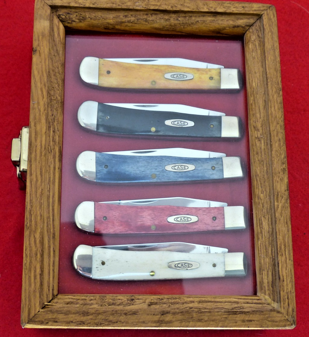 RARE CASE XX 1989 SMOOTH BONE RAINBOW W6154 FIVE TRAPPER KNIFE SET MINT