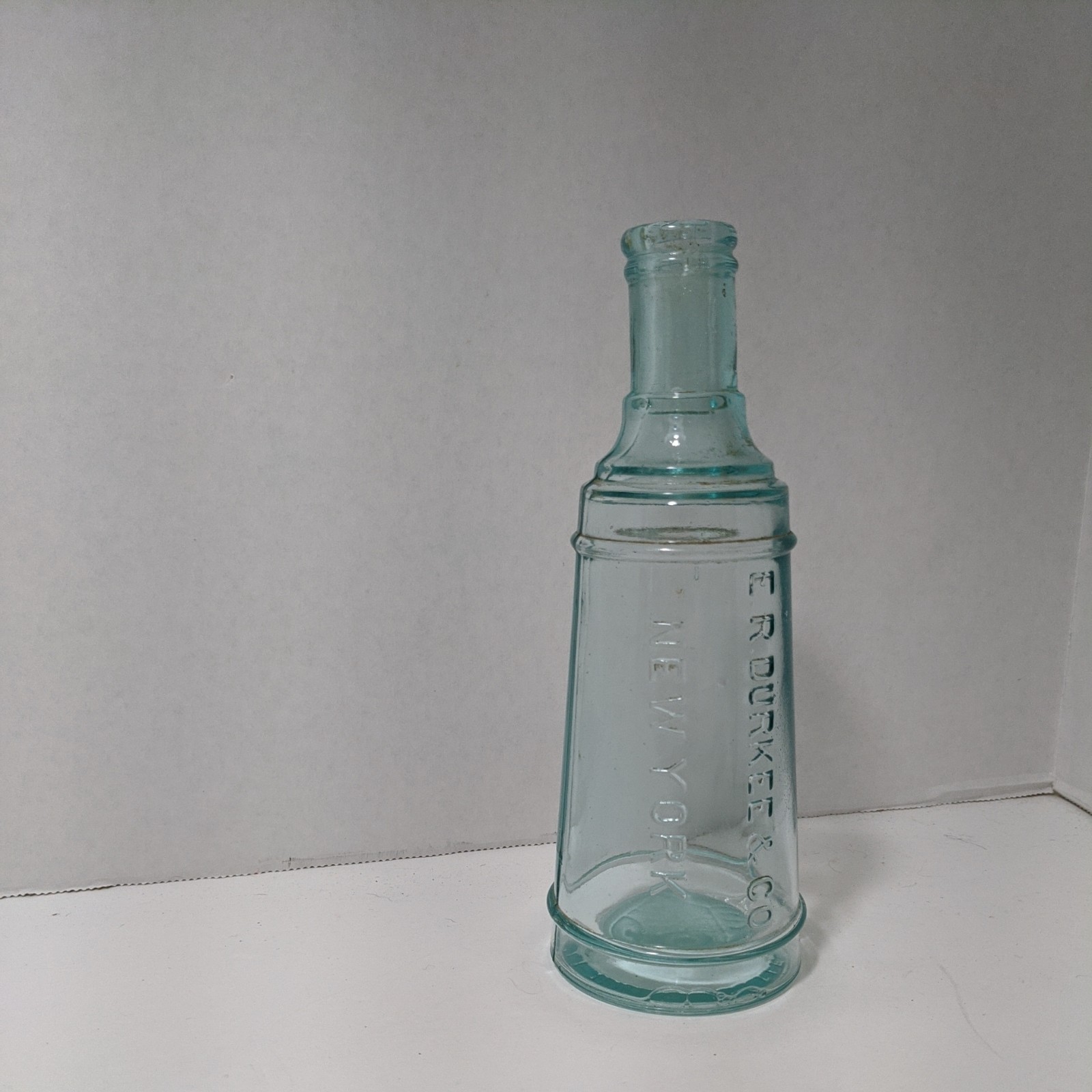 Vintage Aqua E.R. DURKEE & CO. - NEW YORK- PATENTED APRIL 17, 1877 Bottle