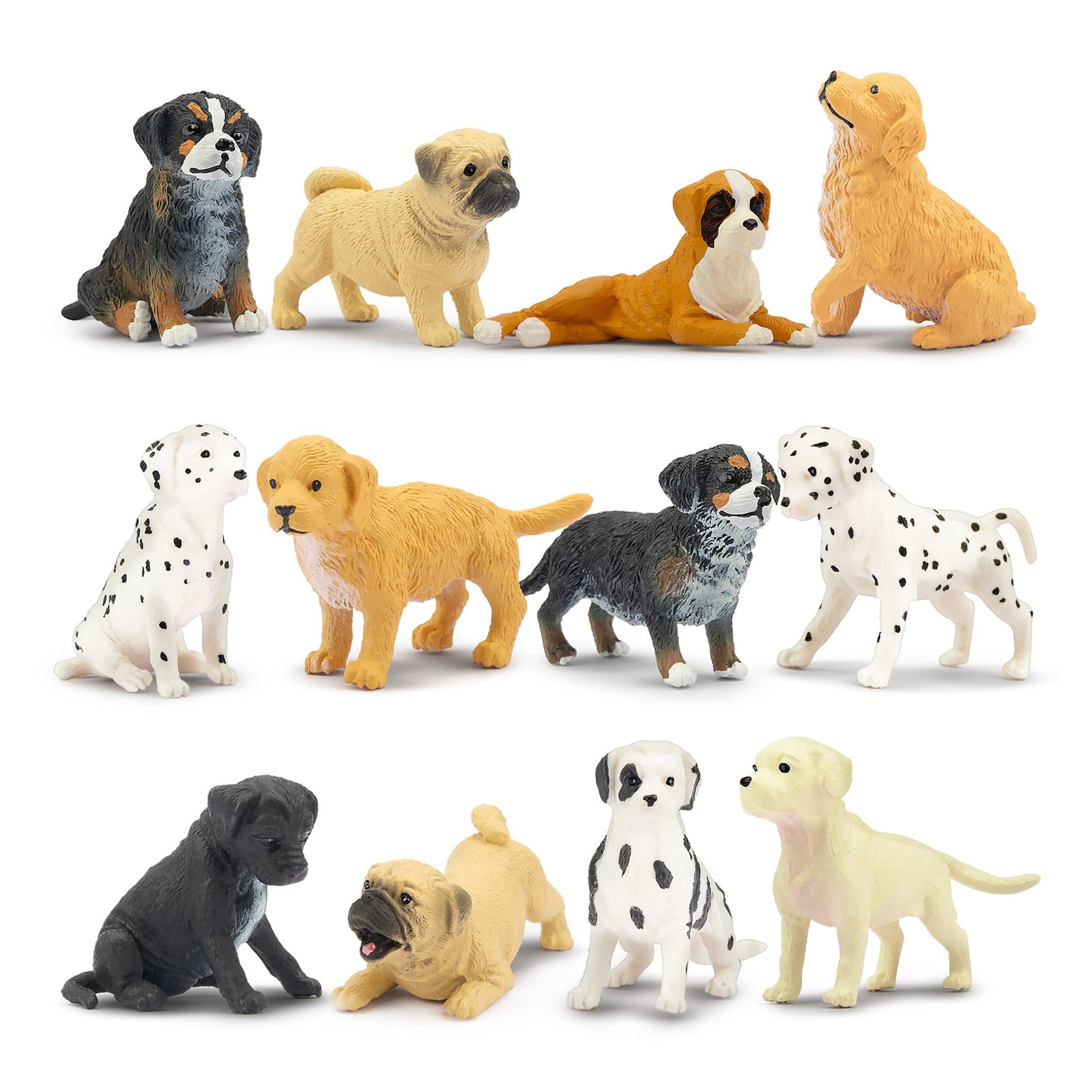 TOYMANY 12-Piece Mini Dog Figure Set, Mini Animal Figures, Animal Toy Set, Dog