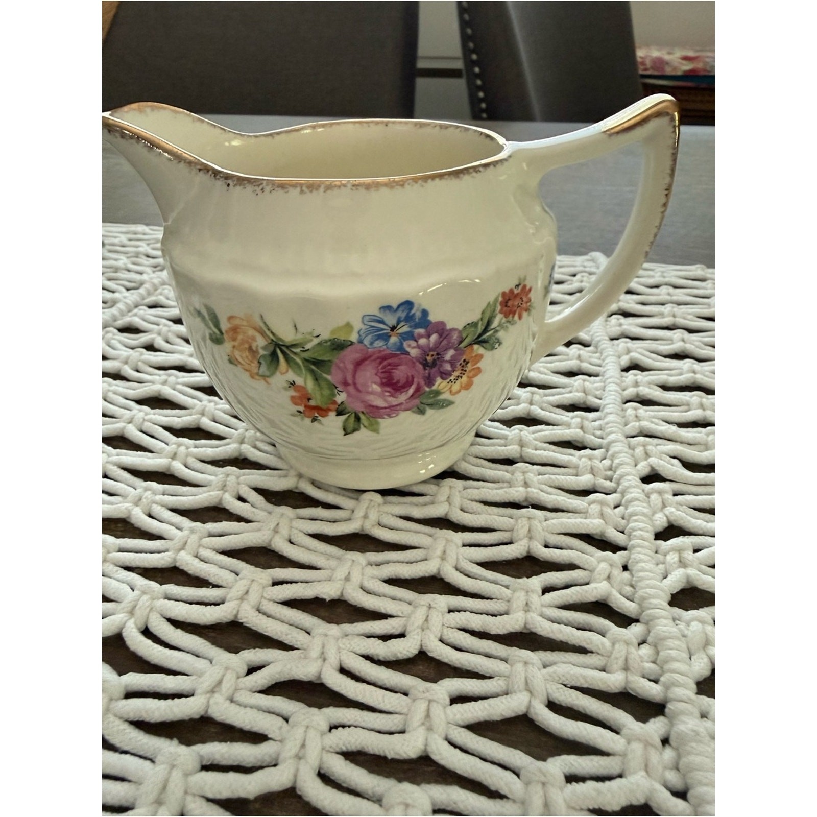 Vintage Swinnertons Luxor Cream Floral Creamer Pitcher Staffordshire England