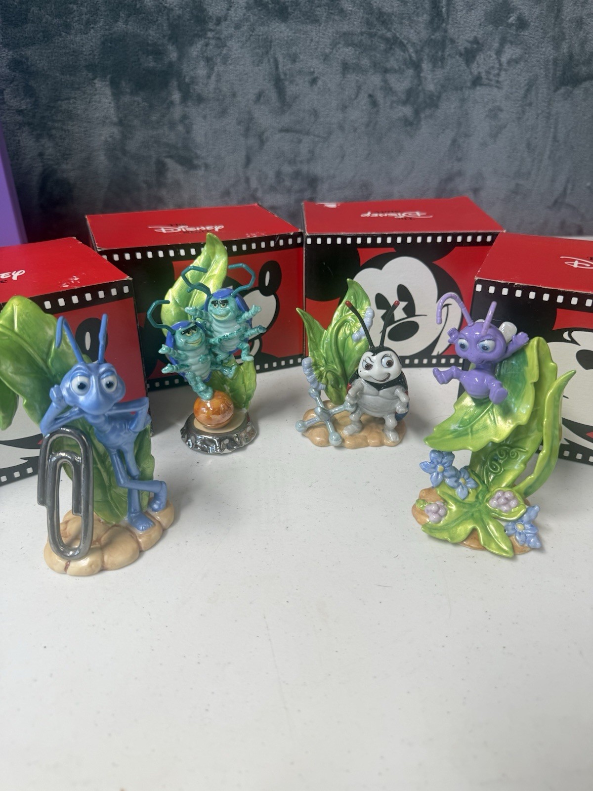 RARE Vtg Disney A Bugs Life porcelain figurine set of 4 characters With Boxes