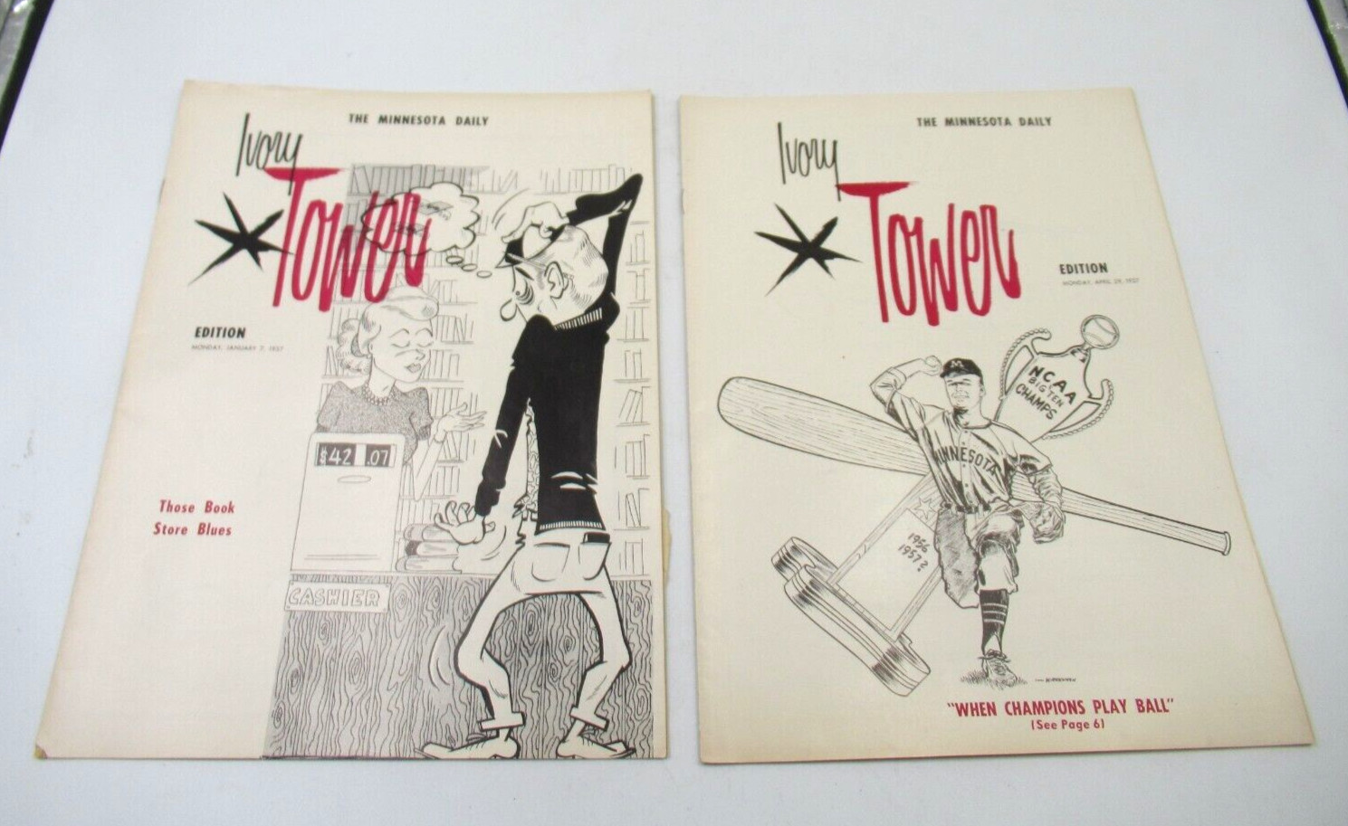 University of Minnesota (2)  Magazine MN Daily Ivory Tower Vintage 1957