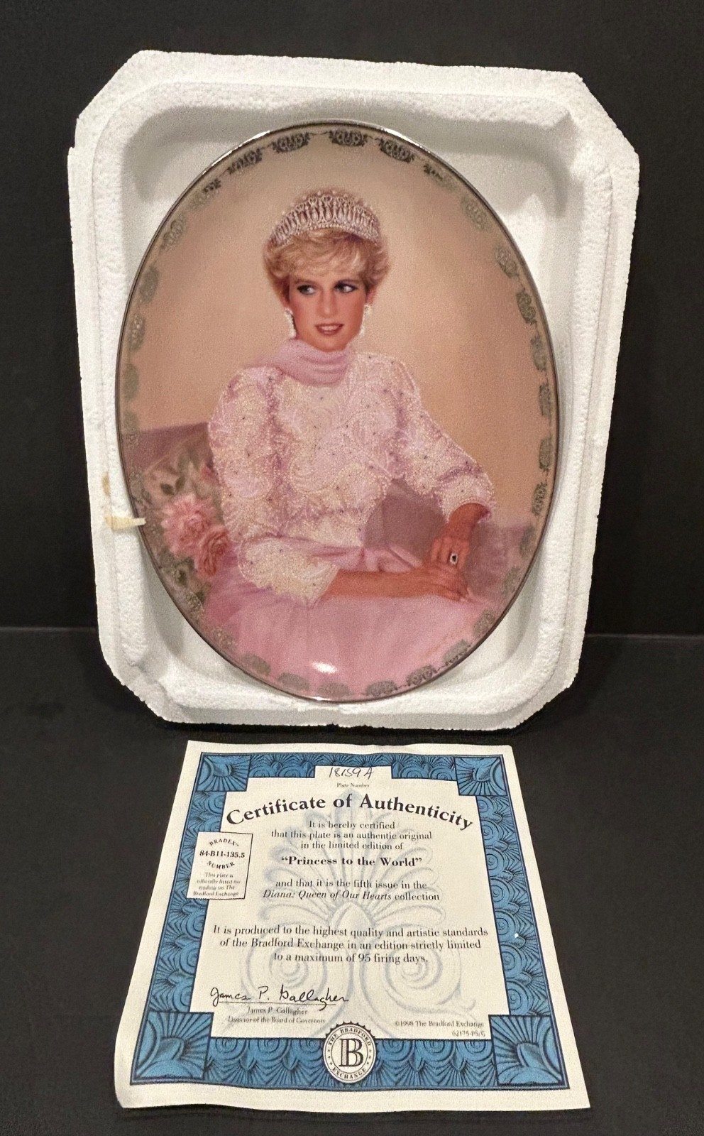 Bradford Exchange DIANA:QUEEN OF OUR HEARTS Plate- # 5 - “Princess of the World\