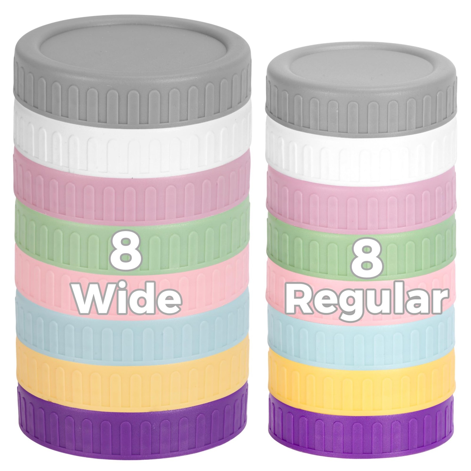 [16 Piece]8 Wide Mouth + 8 2.76-inch (70mm) and 3.38 inch (86mm), colorful