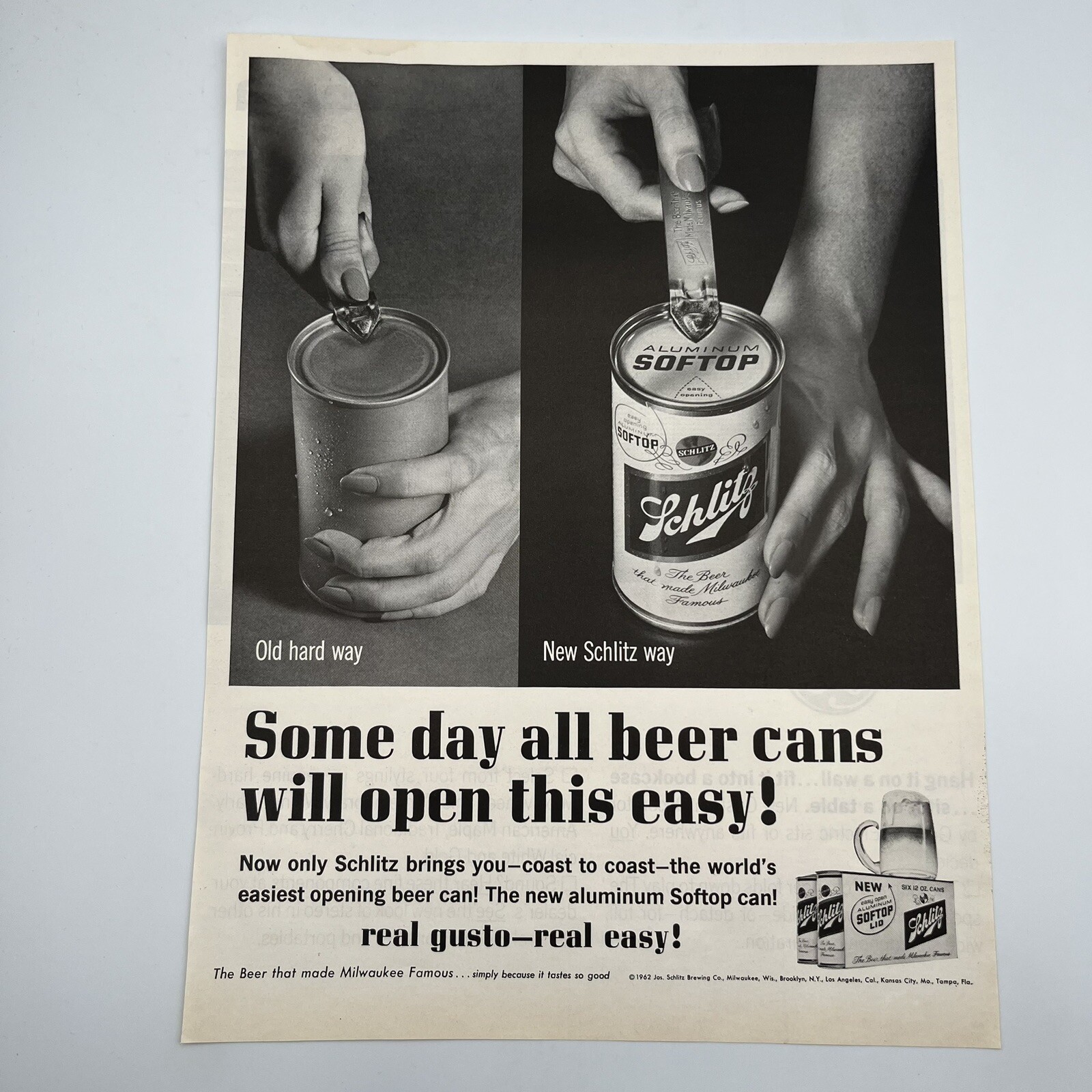 Schlitz Beer 1962 Vintage Print Ad 10\
