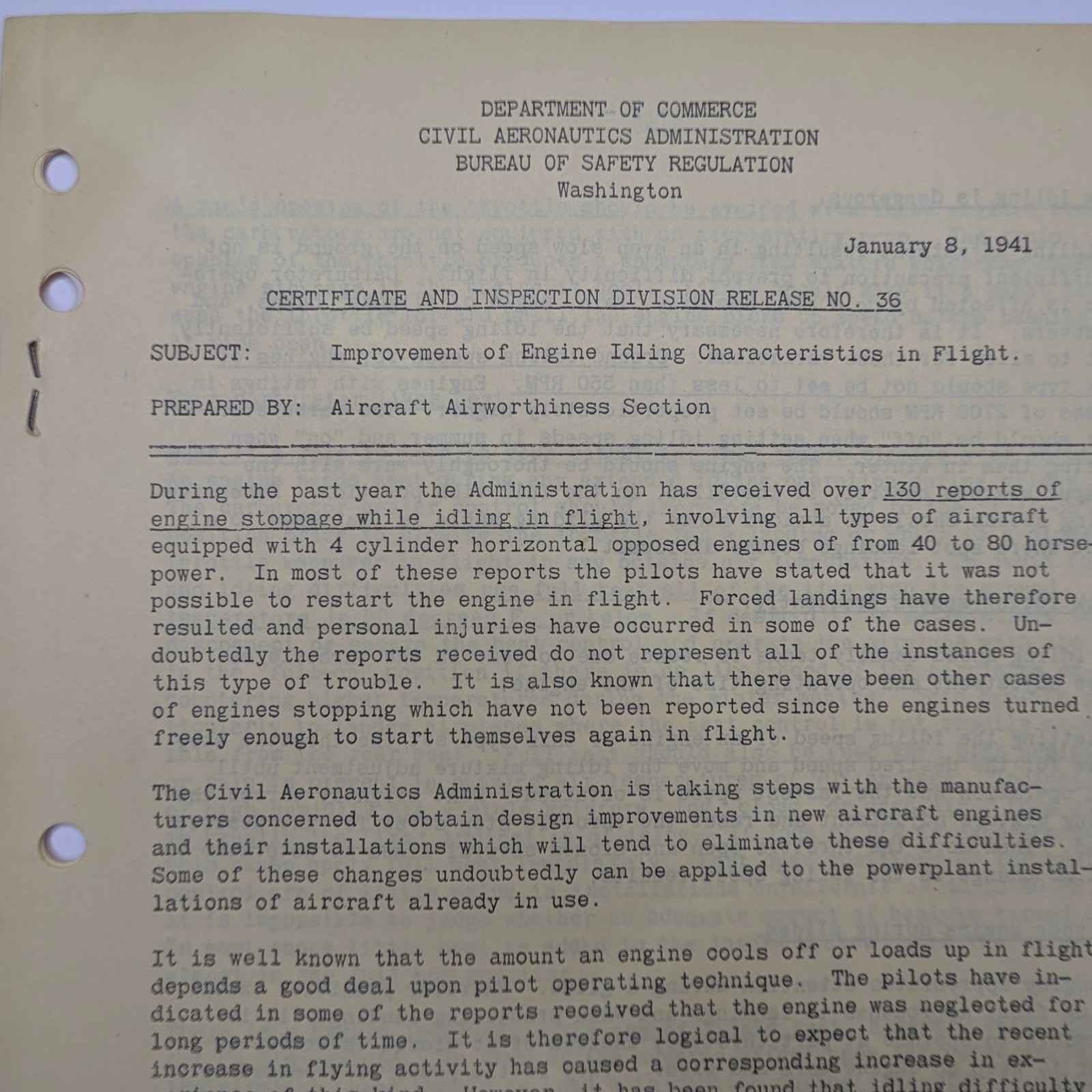 1941 Civil Aeronautics Admin Aircraft Airworthiness Bulletin CAA Aviation WWII