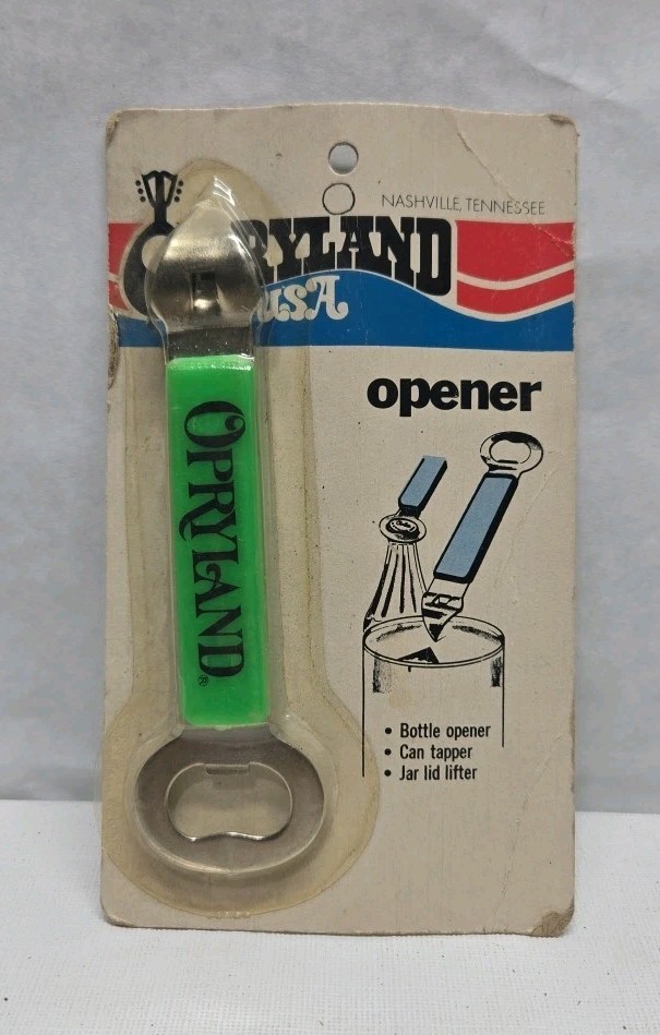 Vintage Opryland Can / Bottle Opener Green 5 1/2” Long New In Package 