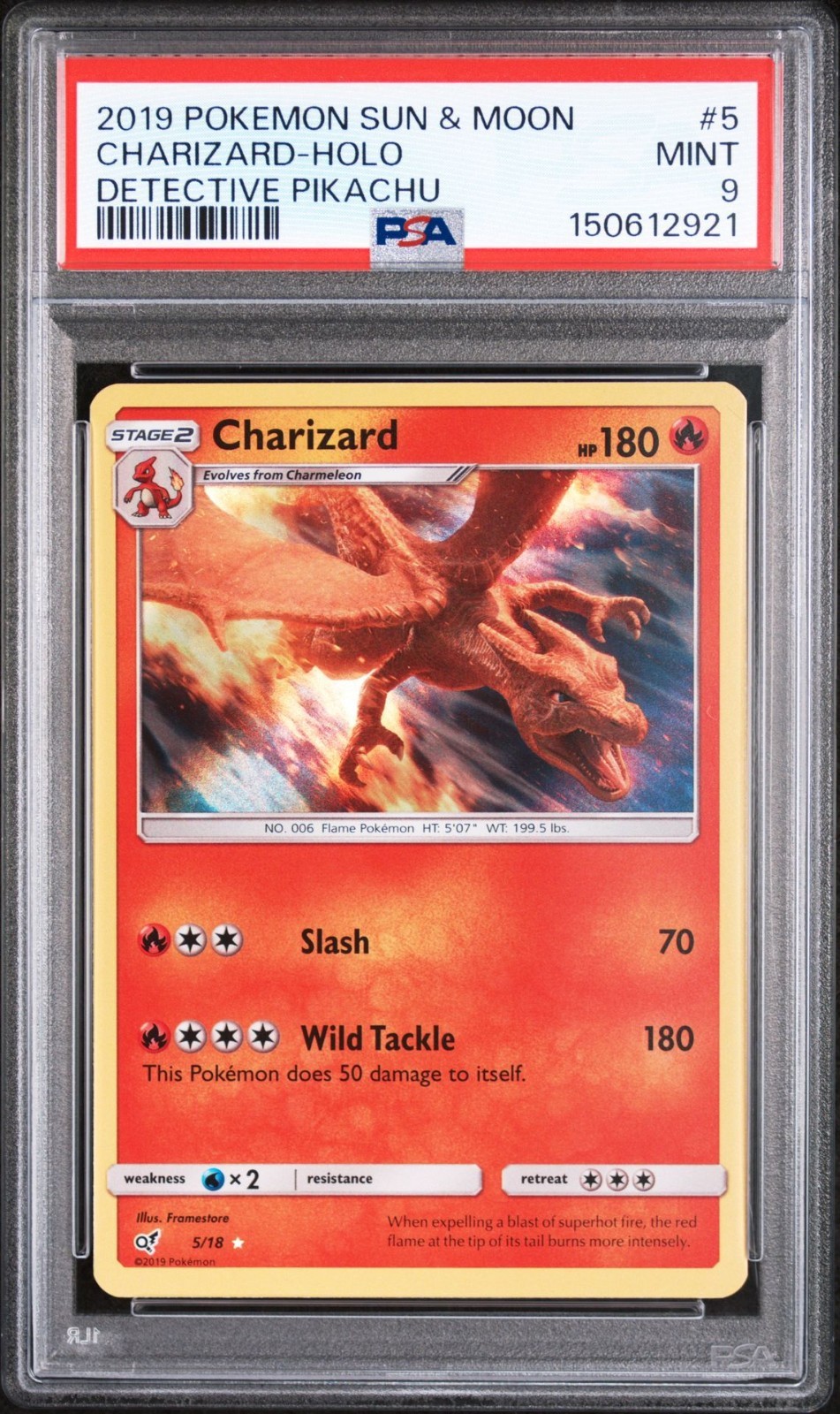 2019 Detective Pikachu #05 Charizard PSA 9 Mint Pokemon Rare Holo Sun & Moon