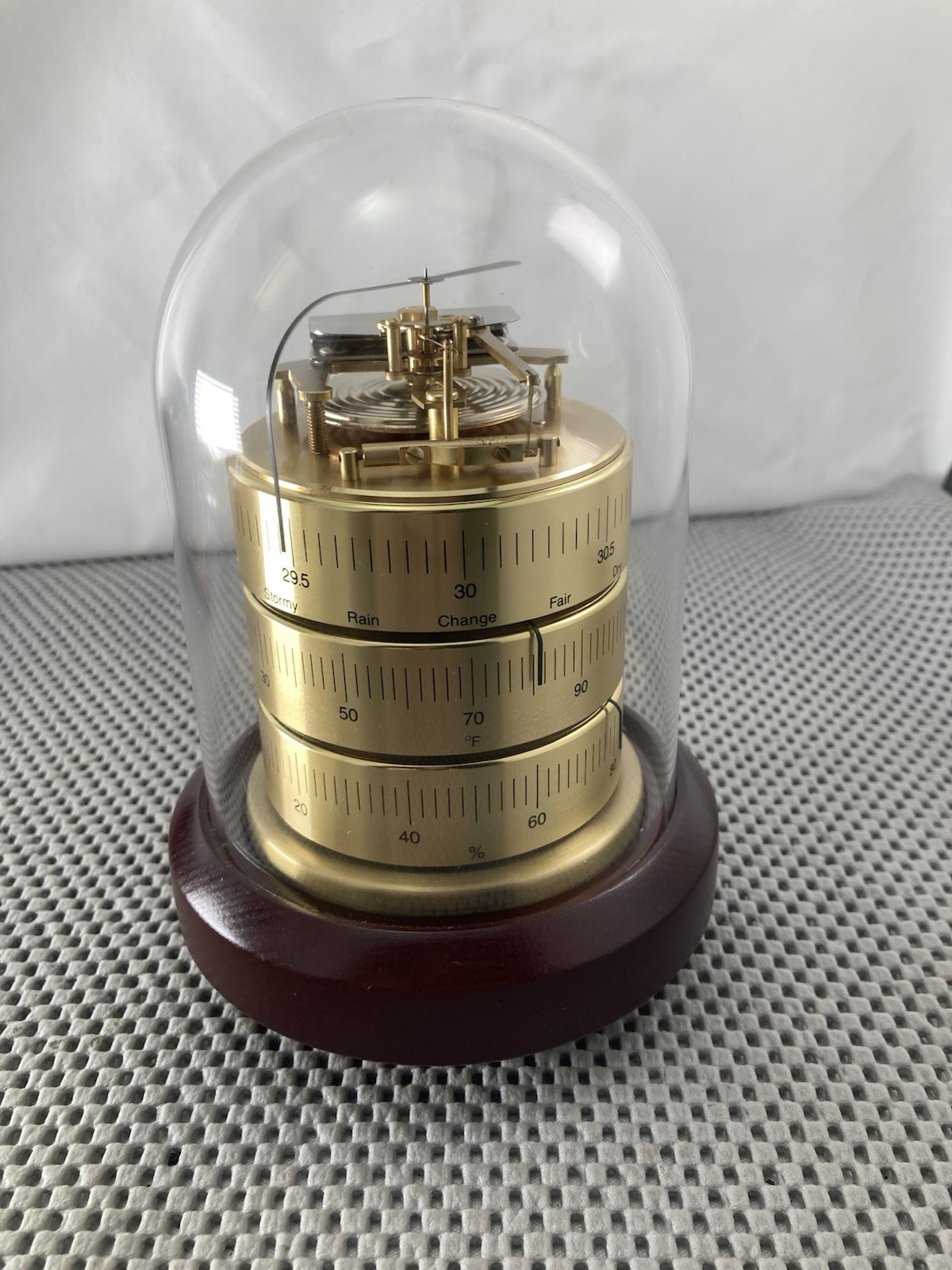 Vintage Barigo German Desk Weather Station Germany Mdae Brass Measures Barometer