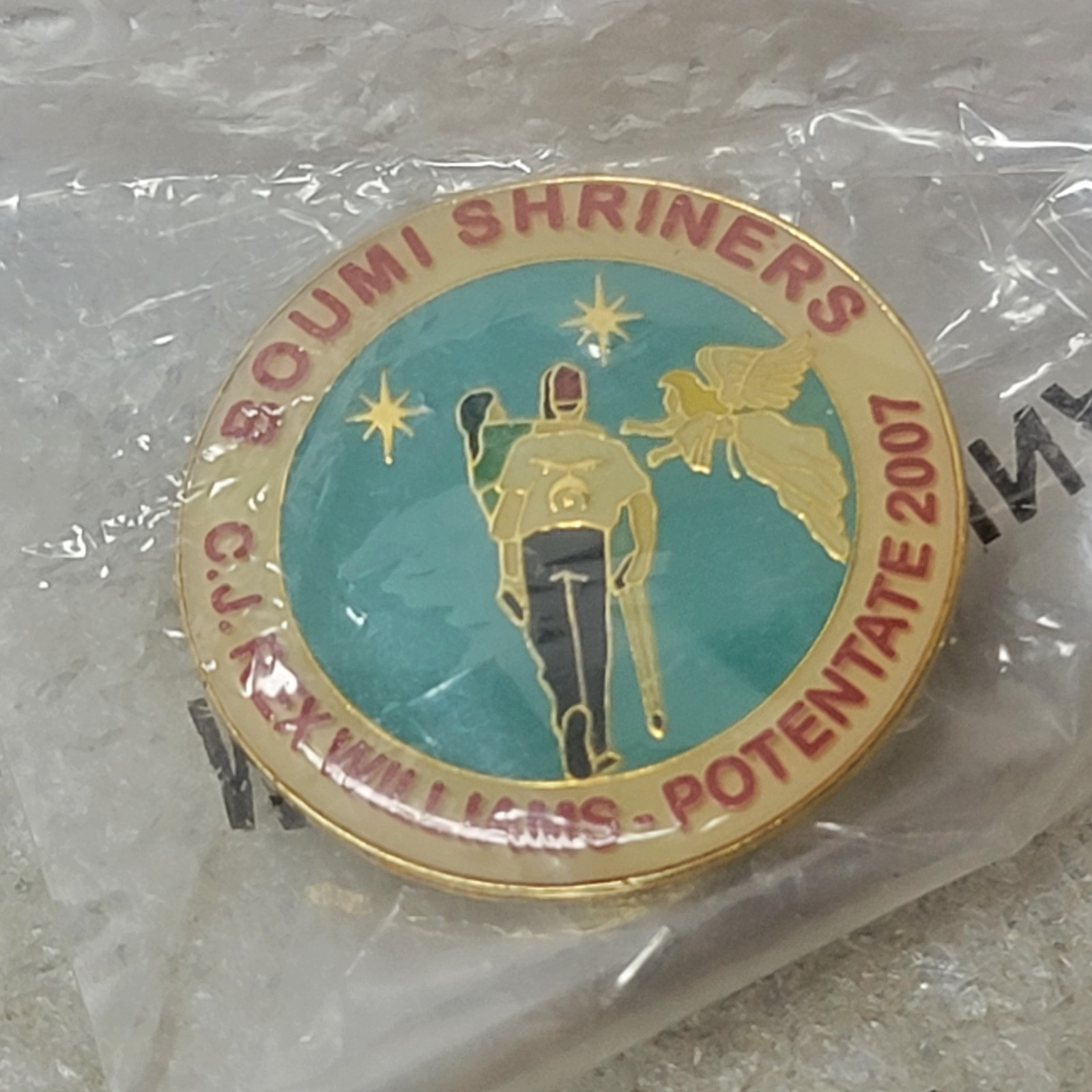 Boumi Shriners 2007 C.J. Rex Williams Potentate Enamel Pin NOS Gold Toned