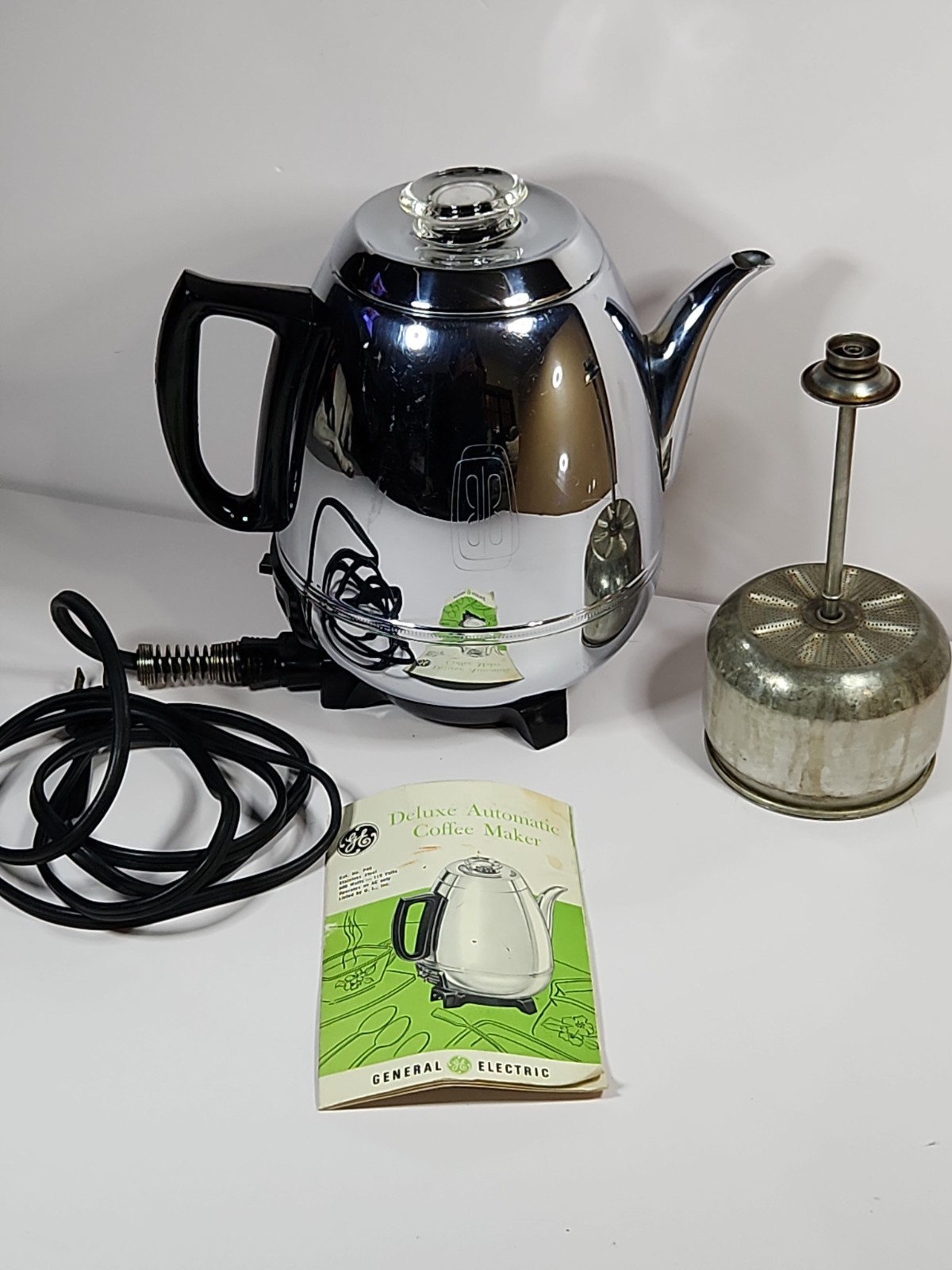 Vtg General Electric Percolator 18P40 Pot Belly Chrome MCM Coffee Maker EUC