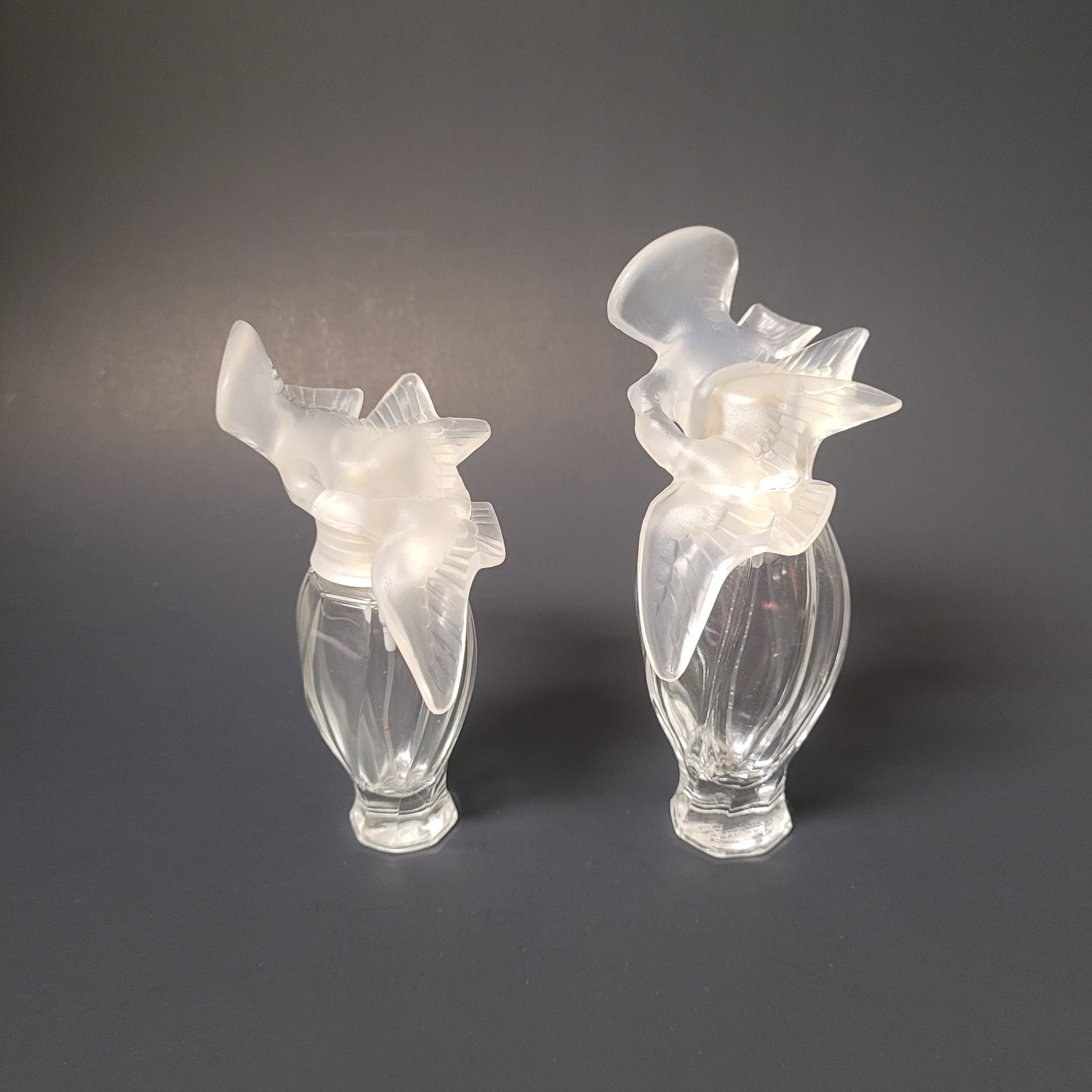 2 Vintage Nina Ricci L\'Air du Temps Perfume Spray Bottles Double Dove Tops EMPTY