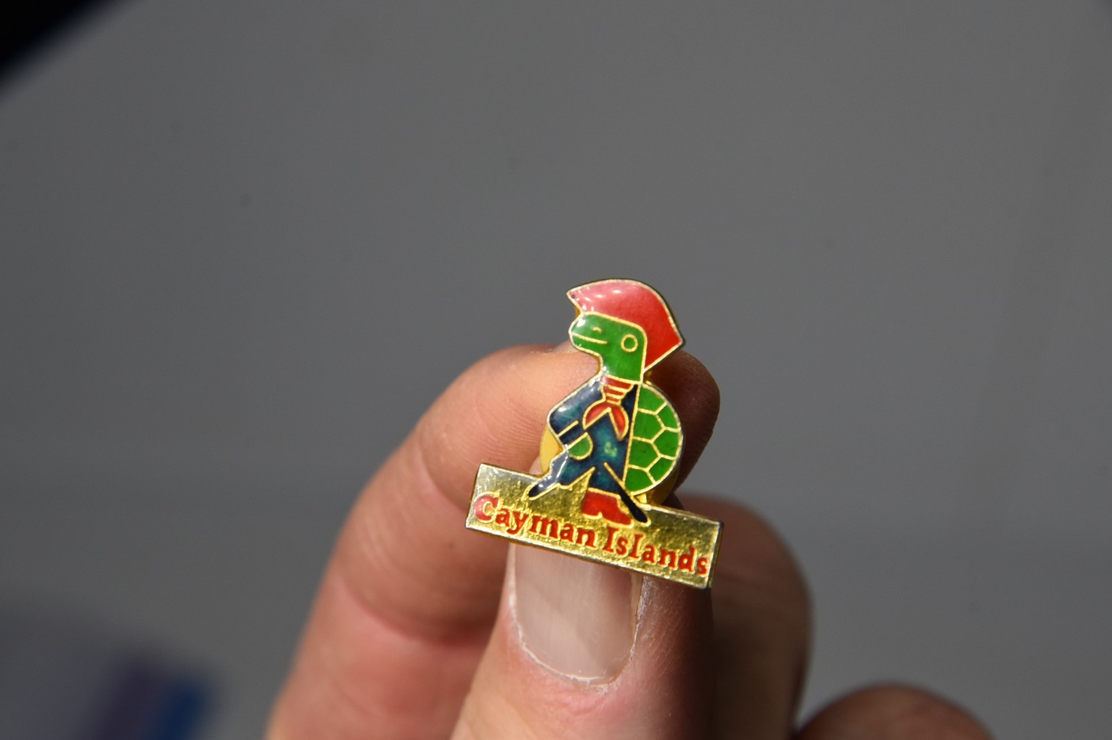 Vintage Cayman Islands Turtle Dressed as Sailor Pinback