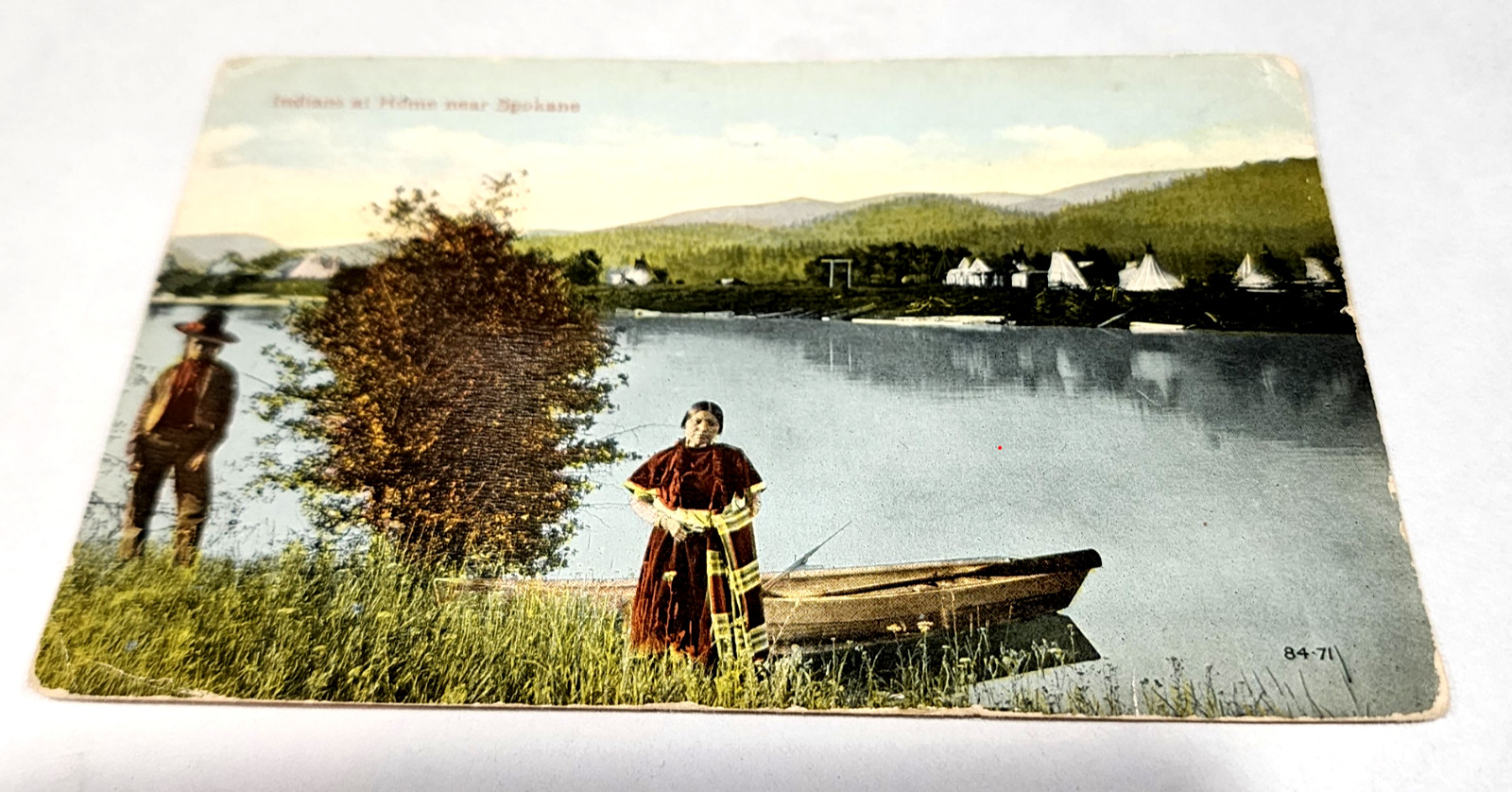 Antique Postcard Indians at Home near Spokane WA Native American Tipi 84-71 Antique Postcard Indians at Home near Spokane WA Native American Tipi 84-71
