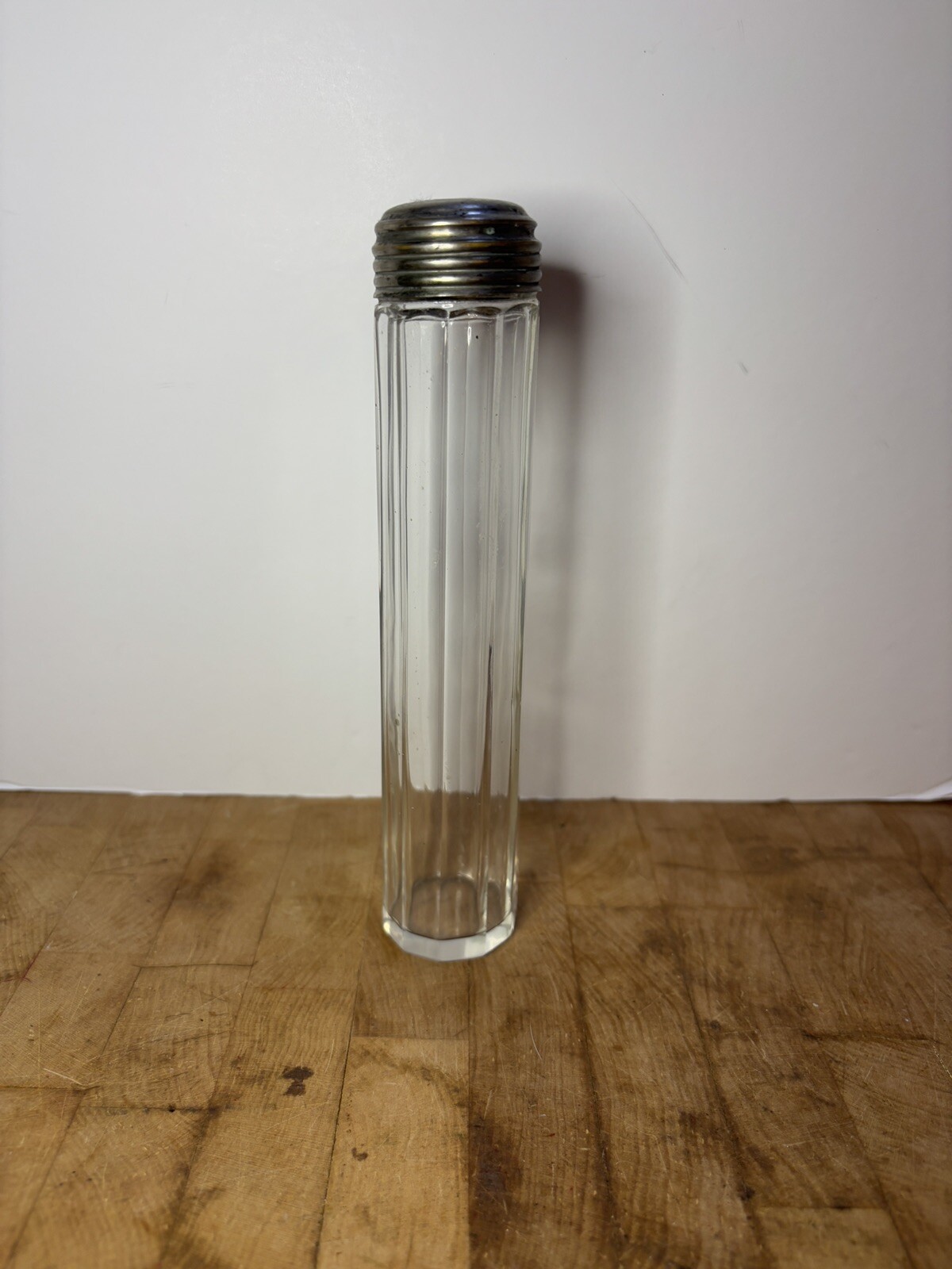 Antique Victorian Paneled Glass Toothbrush Holder 6.75”