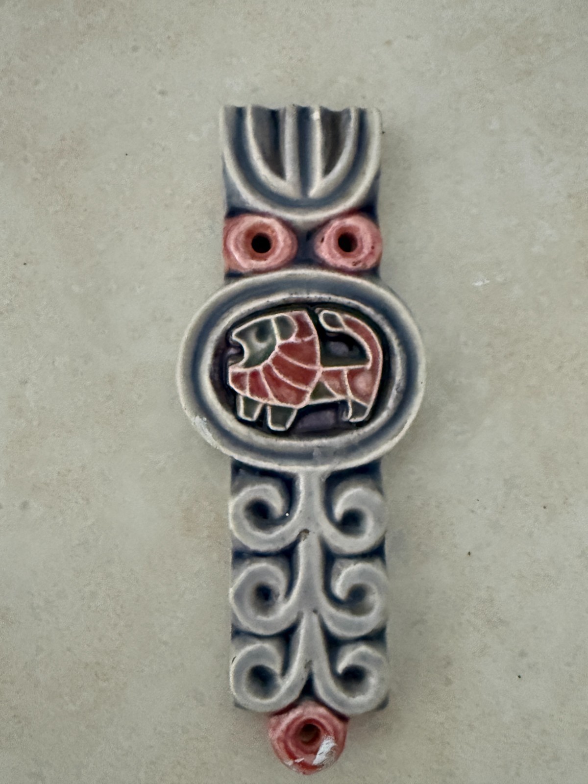 Vintage Avraham Gofer Israel Ceramic Mezuzah Mid-Century Modern Art Pottery Sign Vintage Avraham Gofer Israel Ceramic Mezuzah Mid-Century Modern Art Pottery Sign