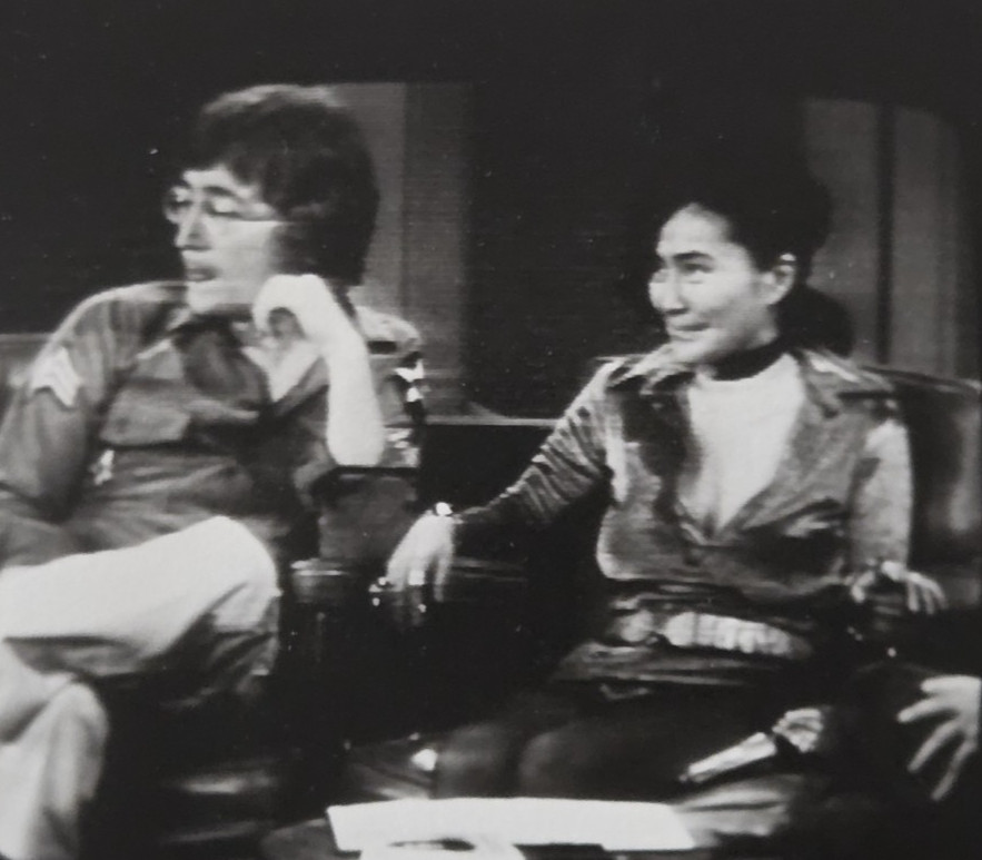 September 8, 1971 TV Screen Snapshot John Lennon & Yoko Ono on Dick Cavett Show