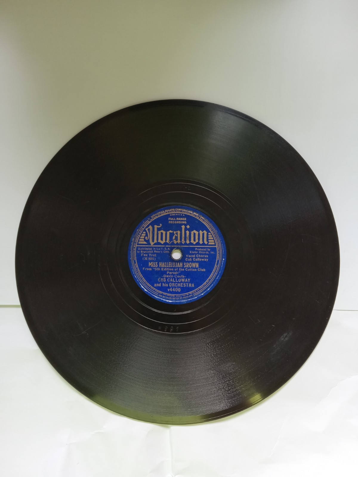 Cab Calloway 78 RPM Vocalion v4400 The Boogie-Woogie Cotton Club Jazz 10\