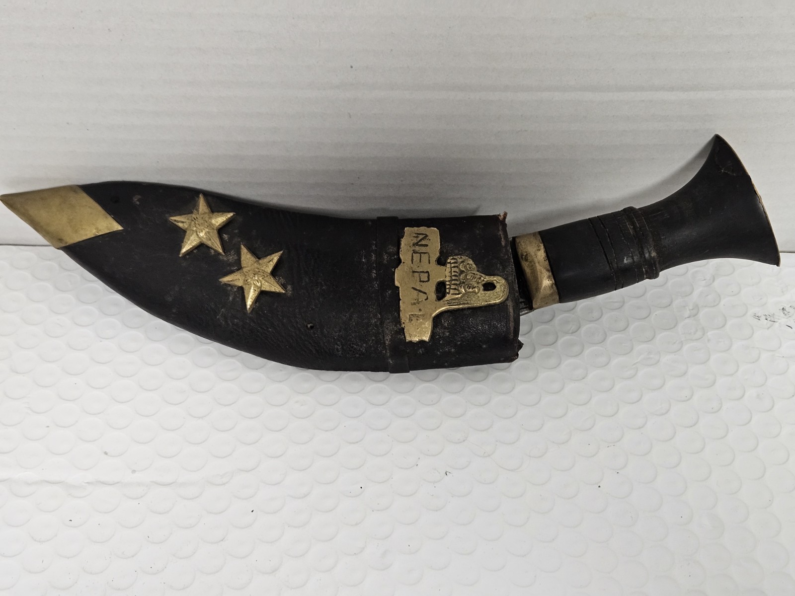 Vintage Nepalese Gurkha Kukri Knife With Sheath Engraved Blade & Mini Blade 