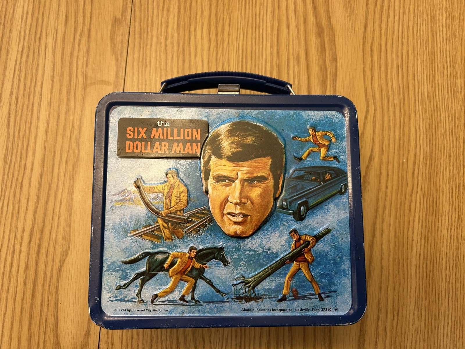 Vintage 1974 Six Million Dollar Man Metal Lunchbox (no Thermos)