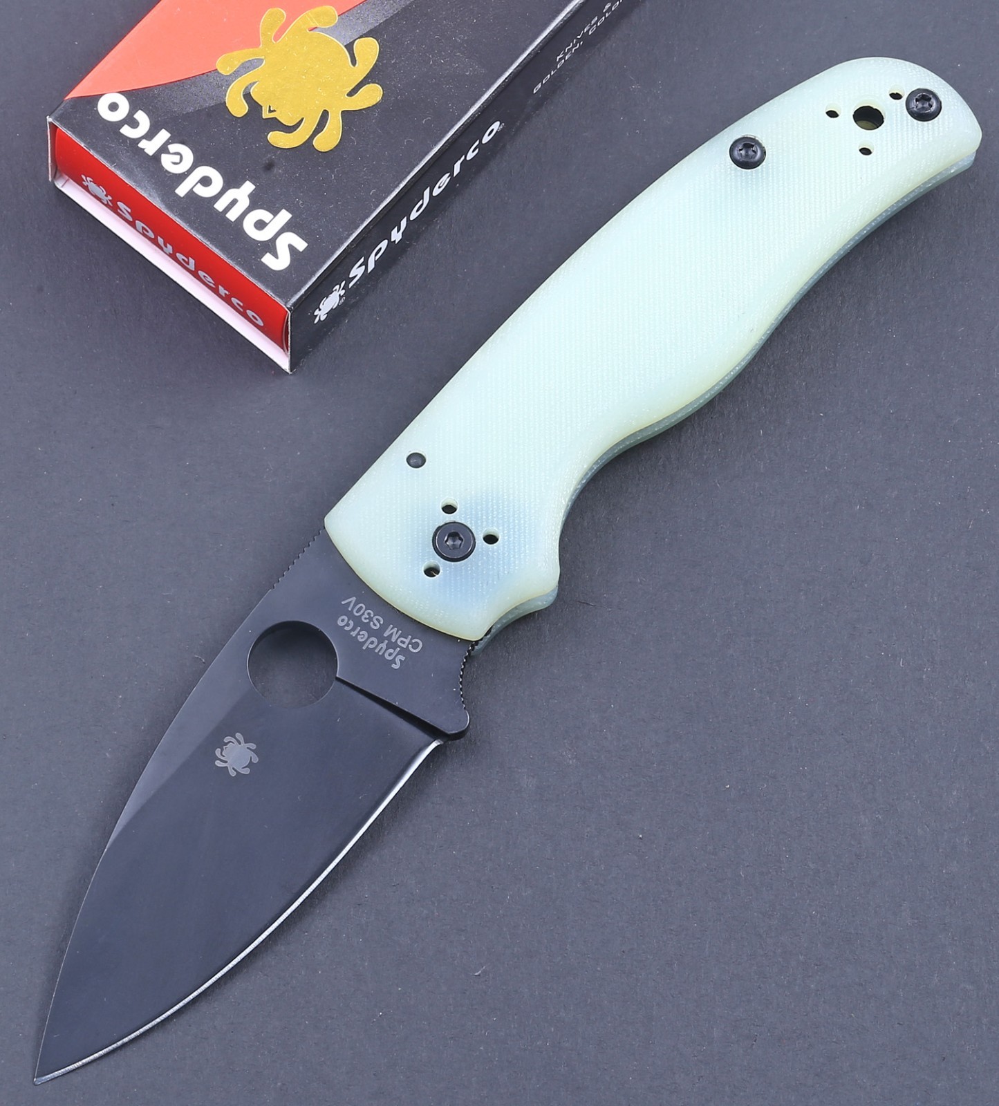 Shaman Jade Transparent Handle Black Plain Blade Lock Back Pocket Folding Knife