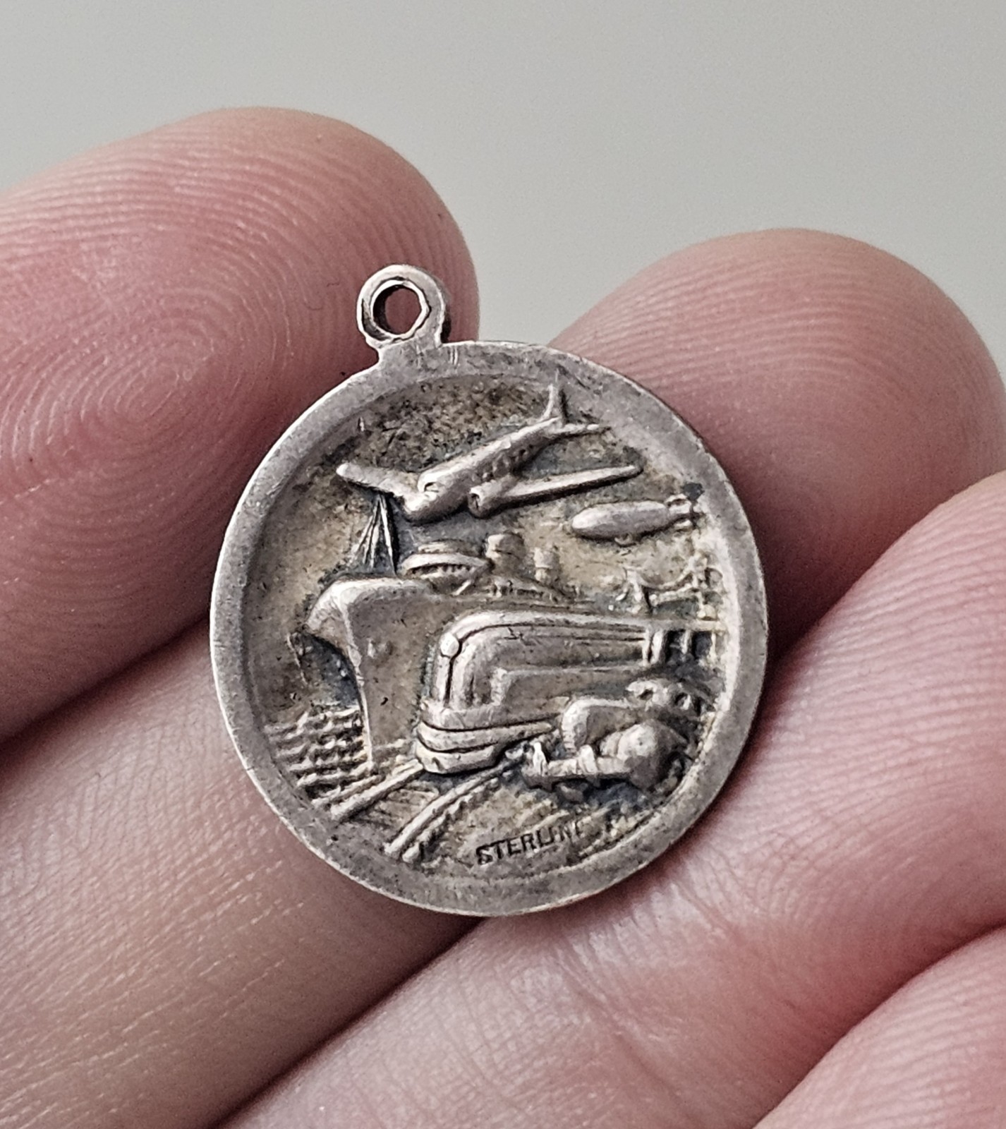 Vintage Sterling Art Deco 1930's ST. CHRISTOPHER Medal Planes Trains Automobiles