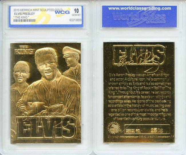 ELVIS PRESLEY 2010 The King 23KT Gold Card Sculpted Limited - Graded GEM MINT 10