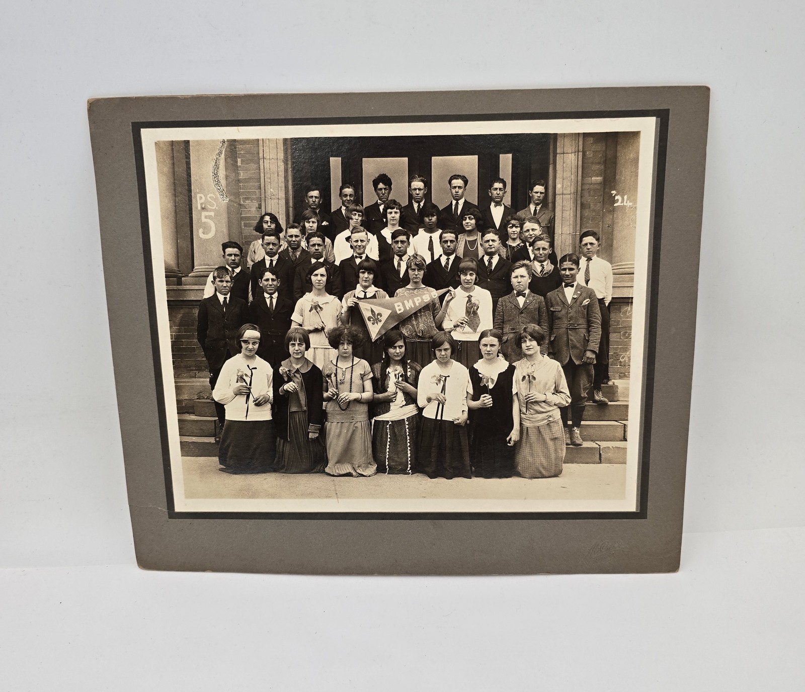Original 1924 Class Portrait Pic Yonkers NY Public School 5 BMPS5 Black White