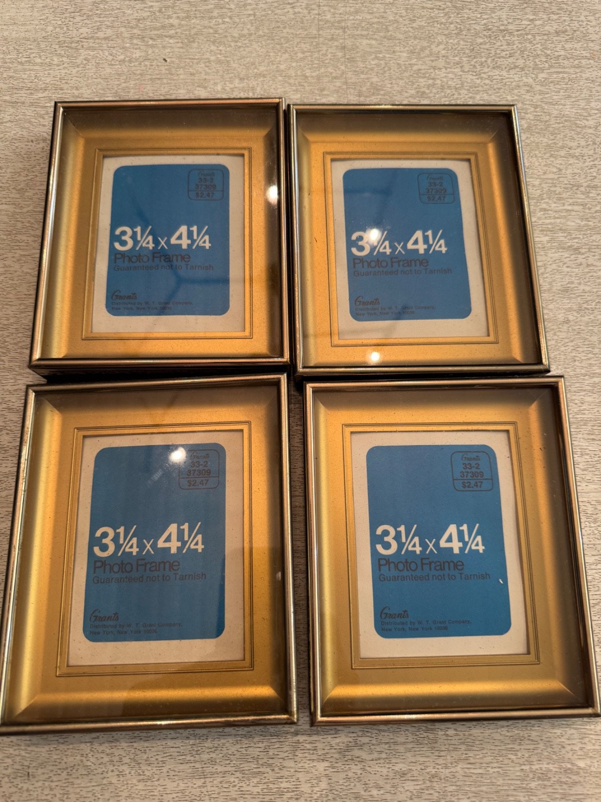 Vintage Lot of 4 Small Picture Frames Gold  5x6 Grants
