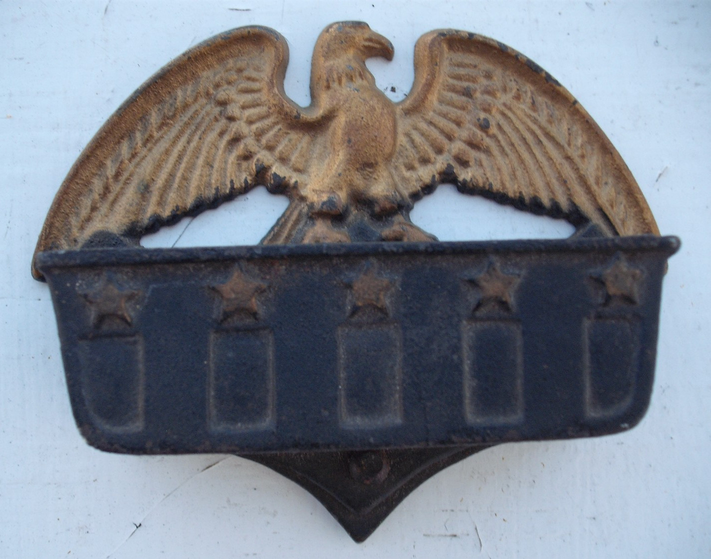 Vintage Antique American Eagle Cast Iron Matchsafe