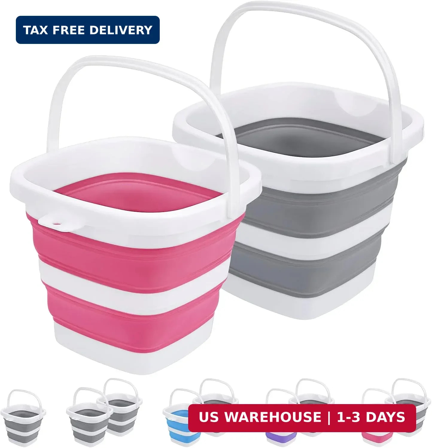 2 Pack Collapsible Buckets 5L 1.3Gallon Small Cleaning Bucket for Household Port