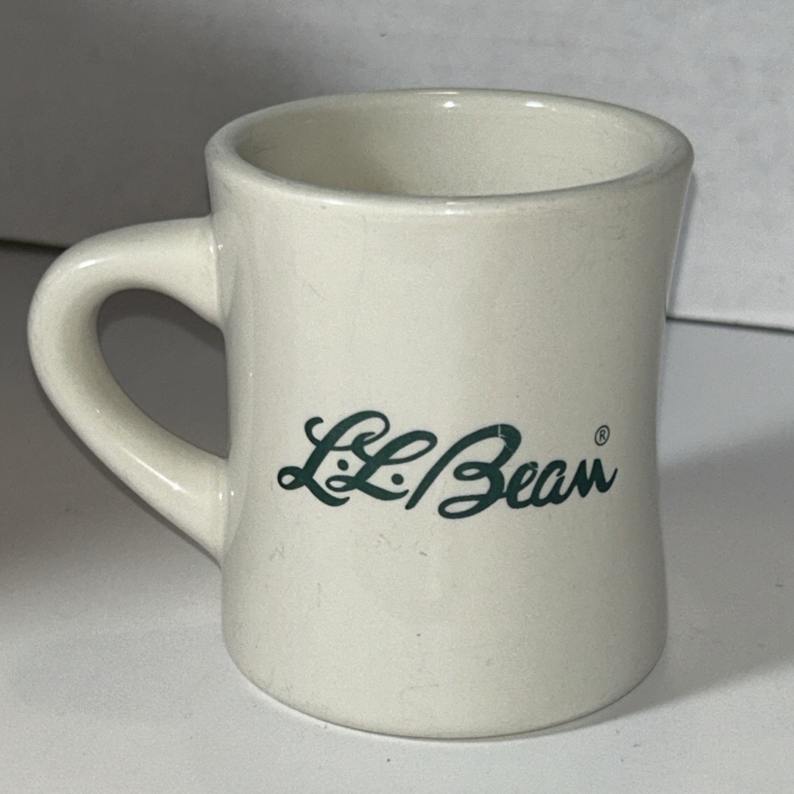 LL Bean Ceramic Diner Coffee Mug Westford China Vintage Script Logo Heavy Cup