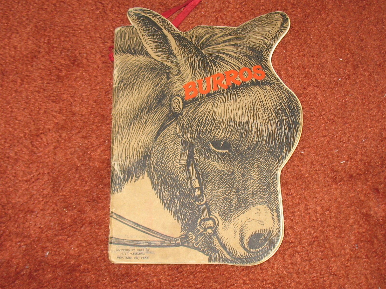 1902 1903 H.H. TAMMEN DENVER ~DIE CUT ~BURRO ~DONKEY or MULE BOOKLET ~Good