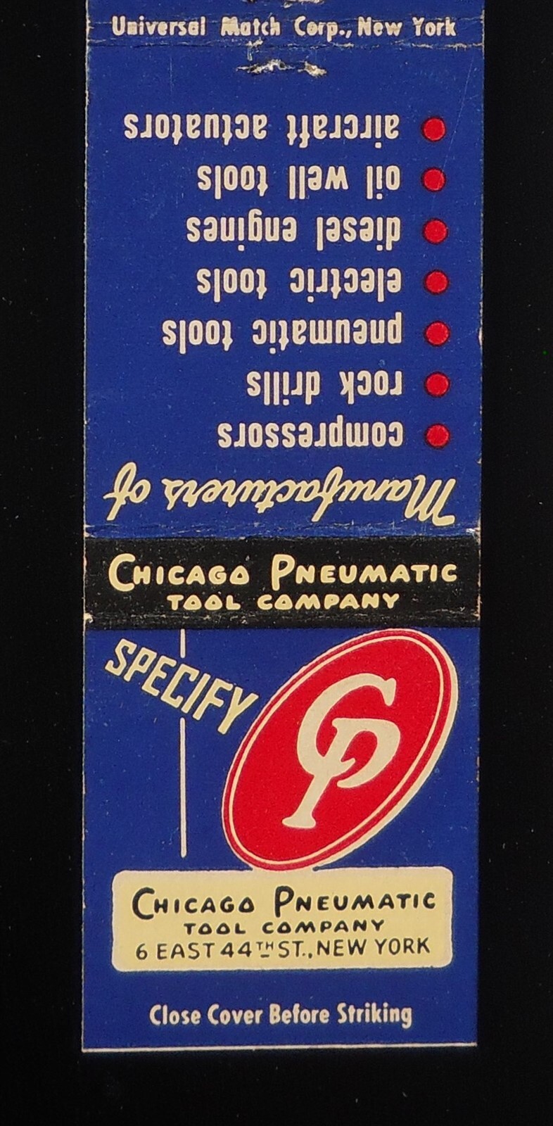 1950s Specify Chicago Pneumatic Tool Company 6 East 44th St. Rock Drills NYC NY