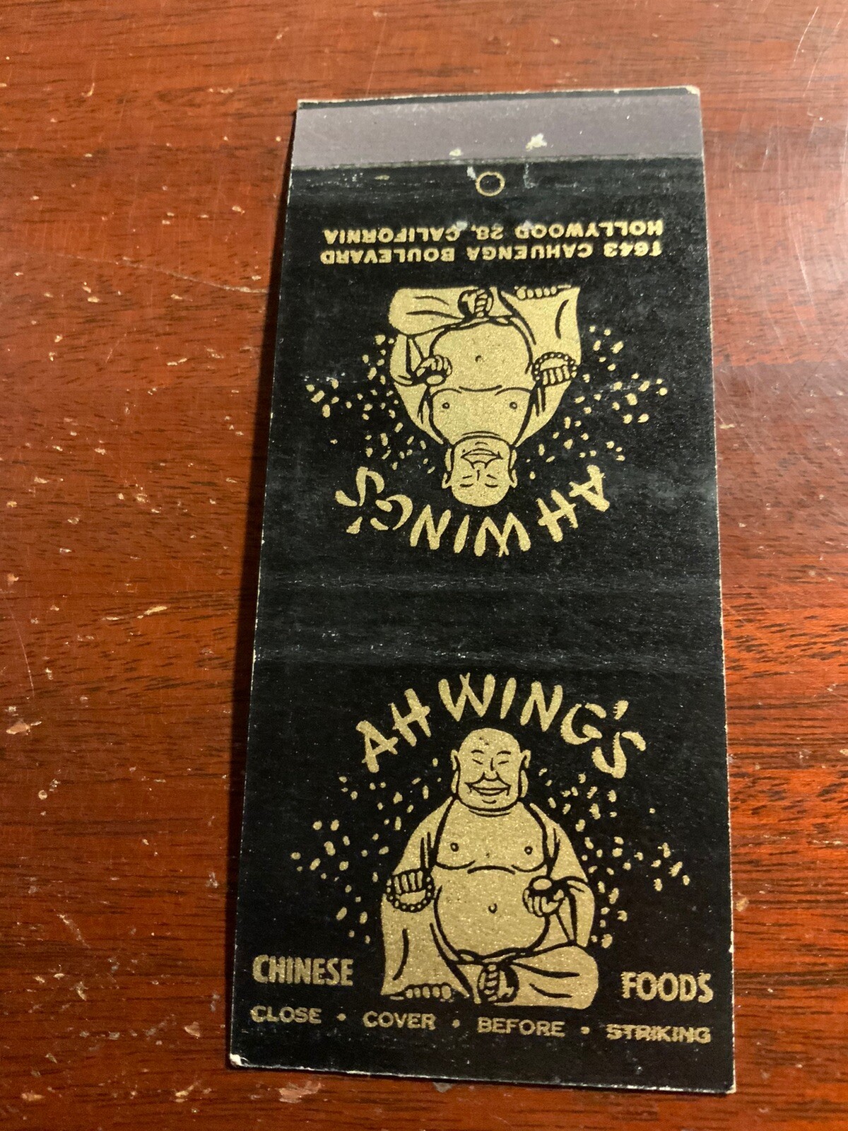 Ah Wing\'s Hollywood California CA Chinese Restaurant Vintage Matchcover Ah Wing\'s Hollywood California CA Chinese Restaurant Vintage Matchcover