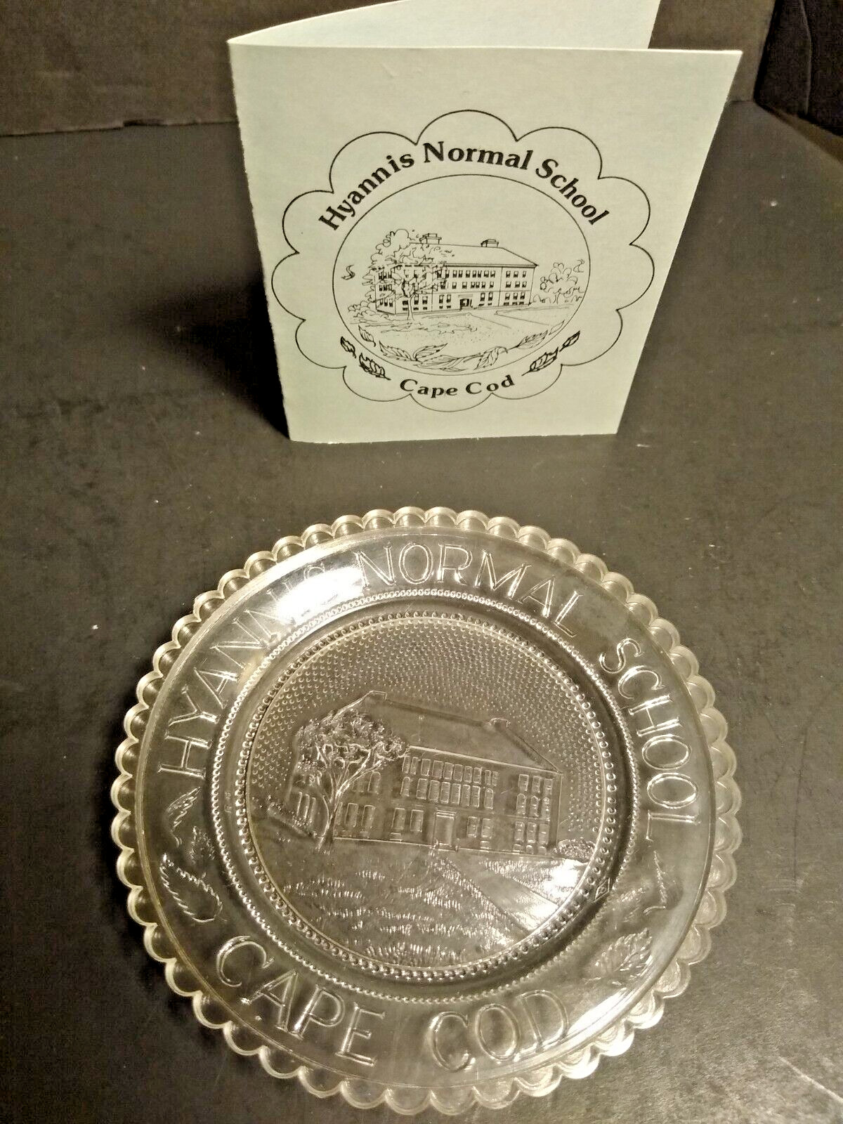 Hyannis Normal School Clear cup plate Pairpoint Glass 3.5\