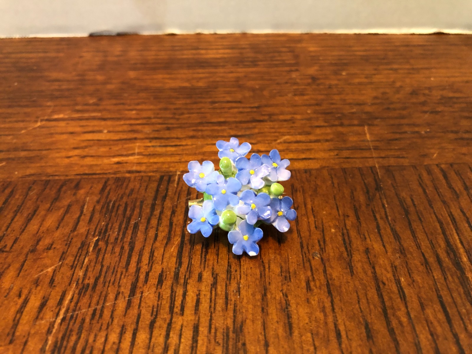 Vintage CARA CHINA Staffordshire Blue Forget-me-Not Floral Pin