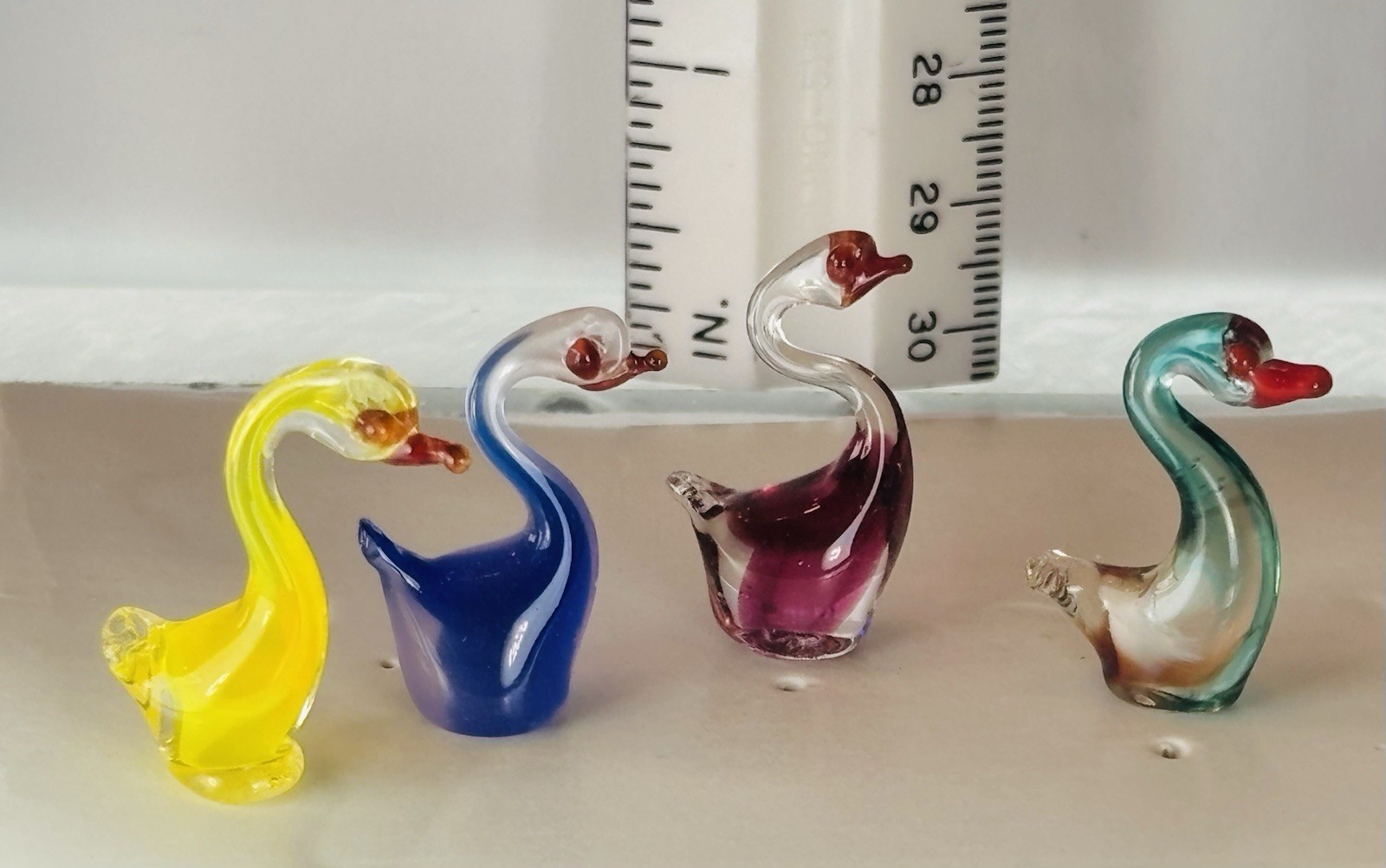 HANDBLOWN MINI SWANS/VINTAGE/LOT 4/MURANO?/One URANIUM GLASS?/EUC